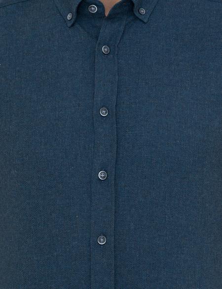 Petrol Slim Fit Uzun Kollu Gömlek - 50238794064