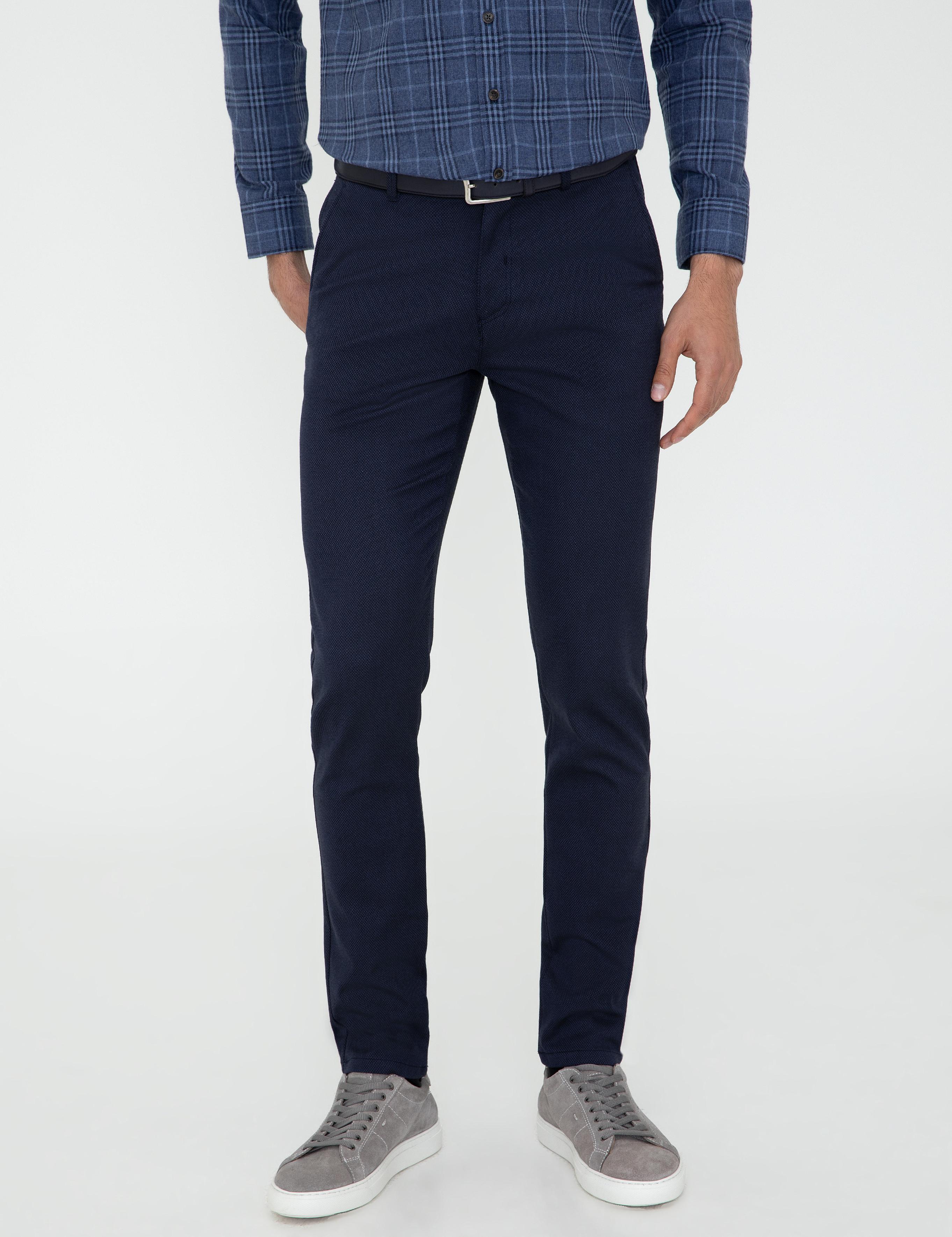 Lacivert Slim Fit Kanvas Pantolon