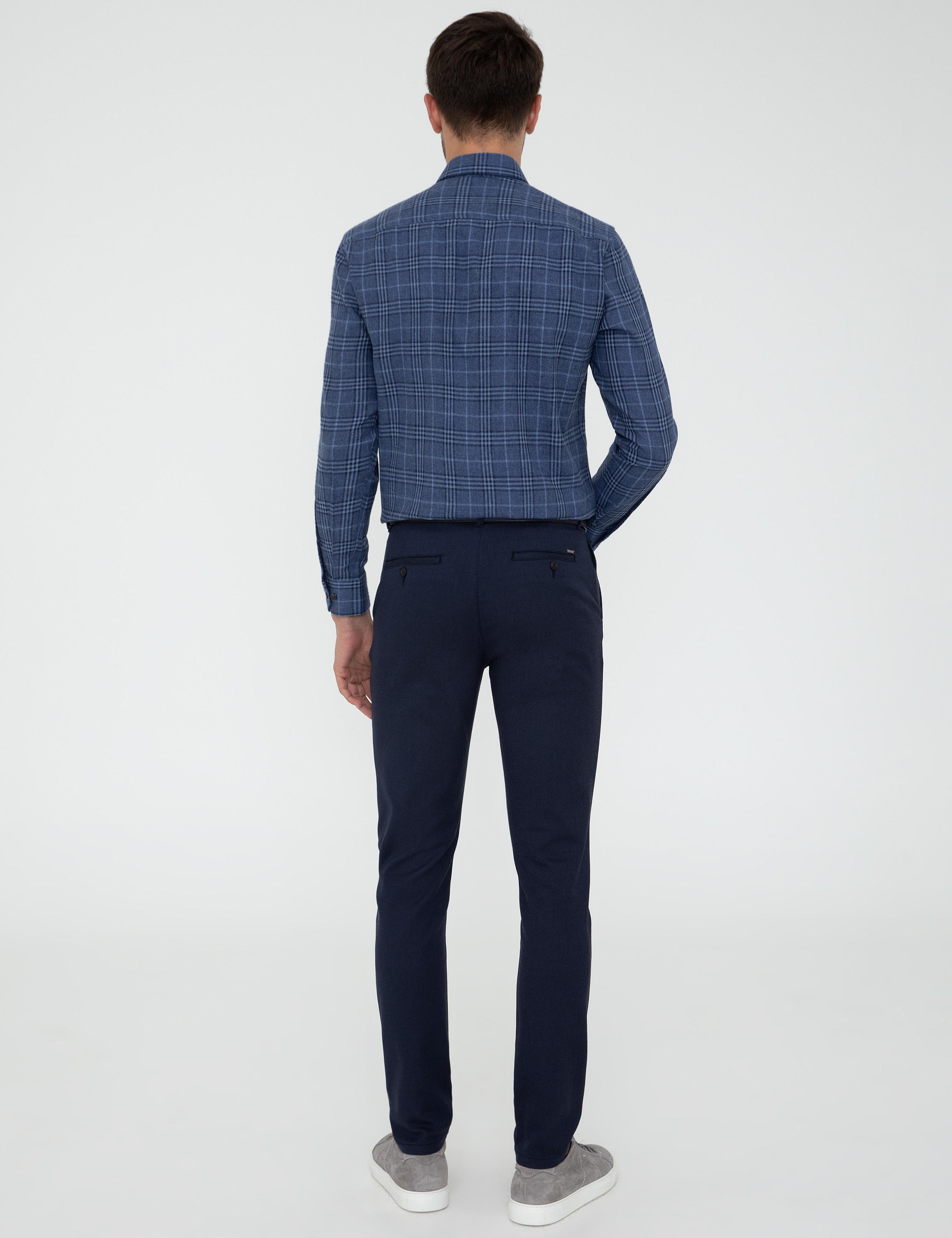 Lacivert Slim Fit Kanvas Pantolon