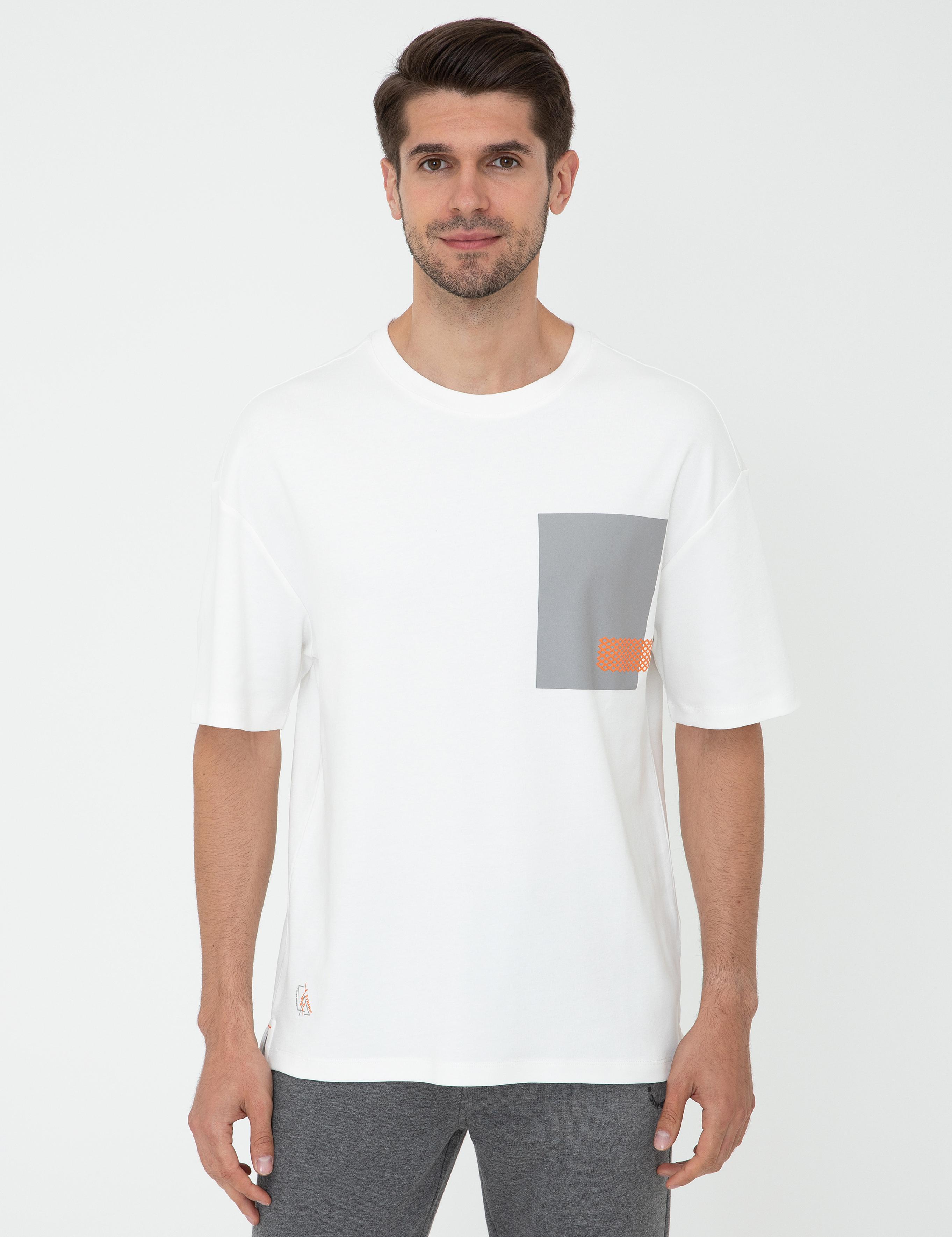 Ekru Oversize Bisiklet Yaka Tişört