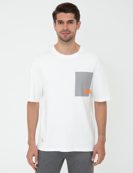 Ekru Oversize Bisiklet Yaka Tişört - 50240516007