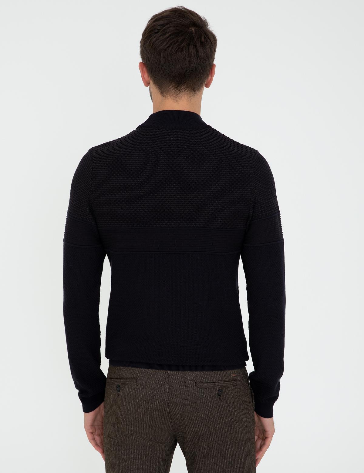 Lacivert Slim Fit Yarım Balıkçı Yaka Triko Kazak - 50241465008