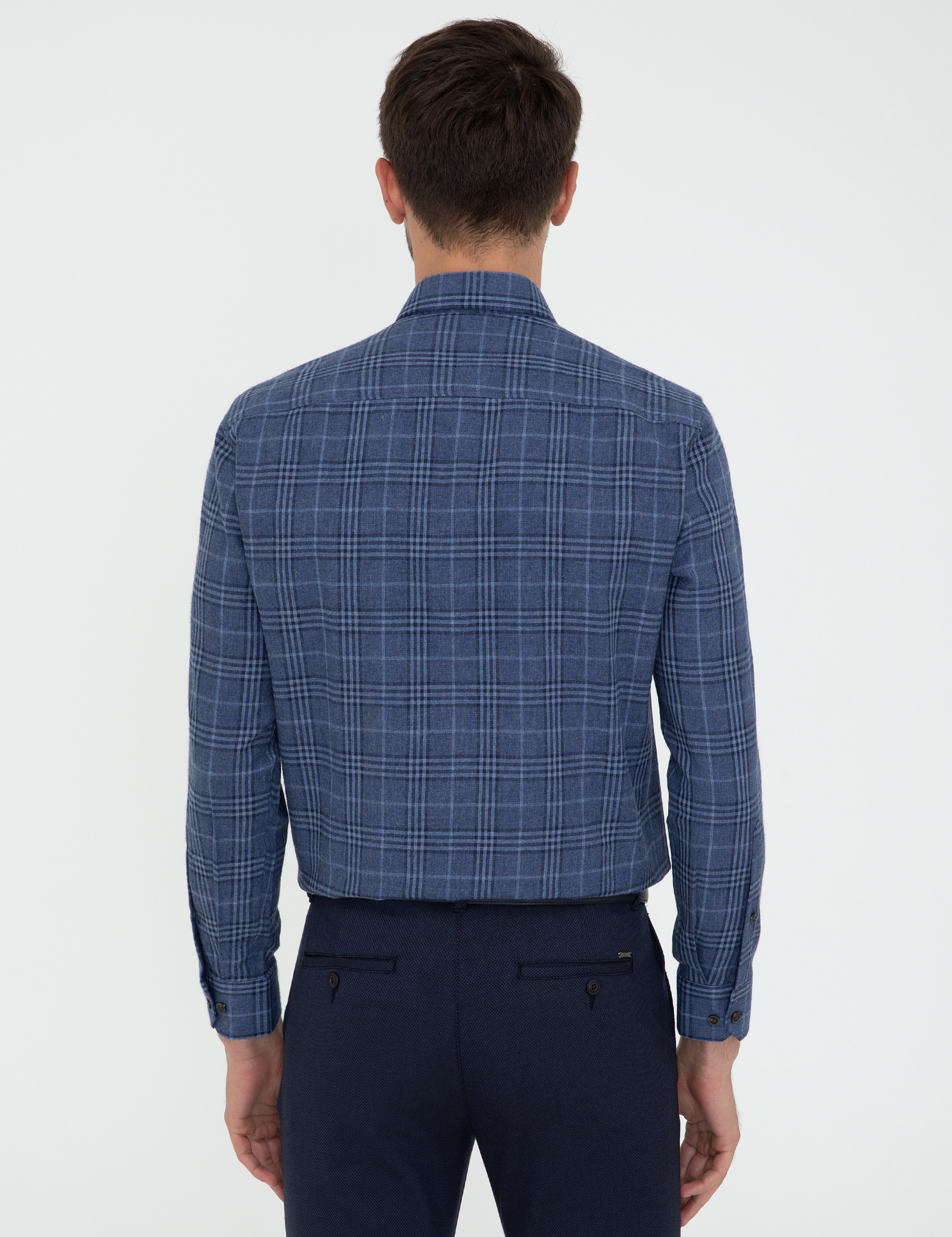 Lacivert Regular Fit Uzun Kollu Gömlek - Image 3