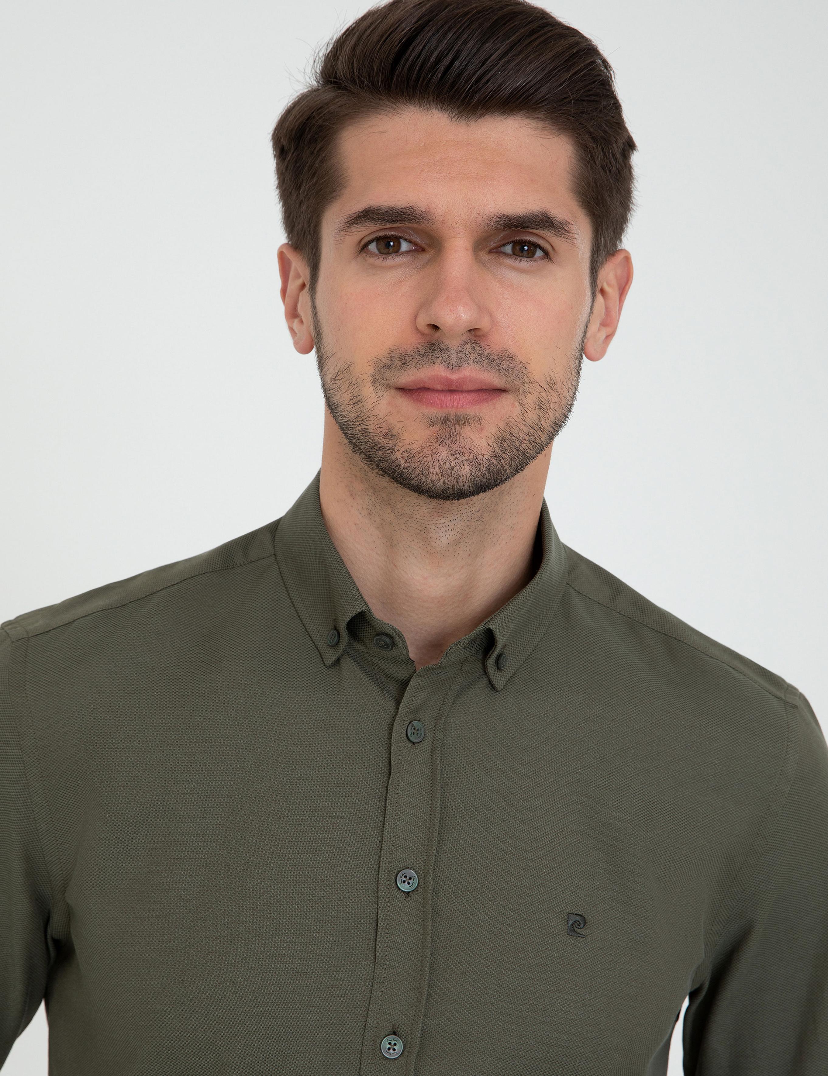 Haki Slim Fit Oxford Gömlek