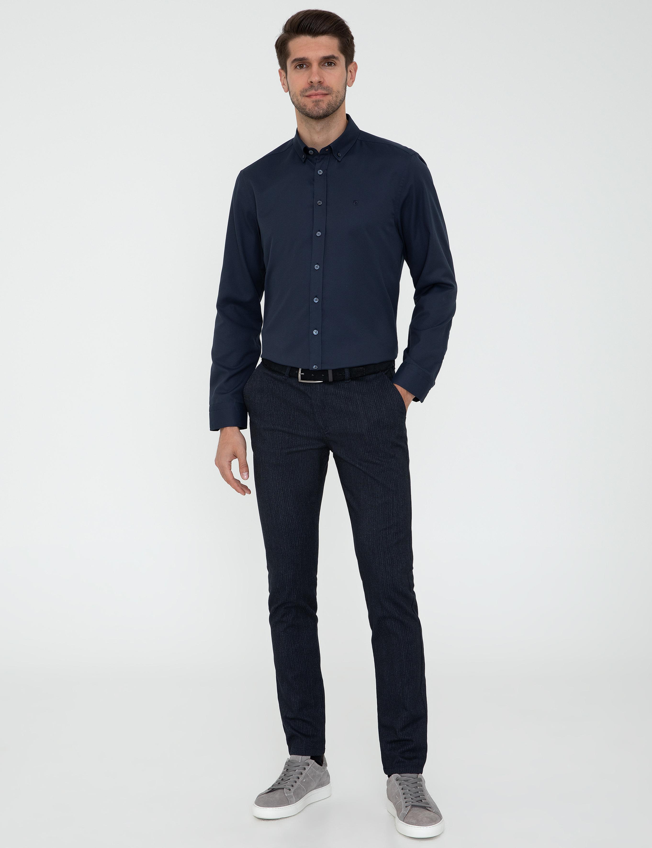 Lacivert Slim Fit Oxford Gömlek