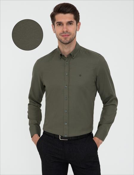 Haki Slim Fit Oxford Gömlek - 50247983041