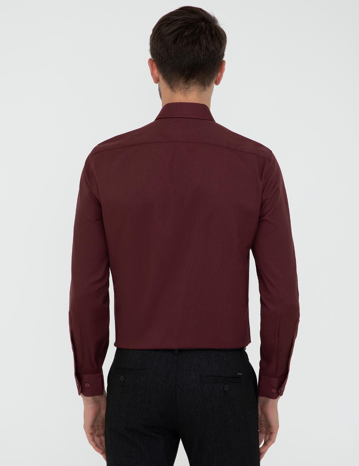 Bordo Slim Fit Uzun Kollu Gömlek - 50247983032