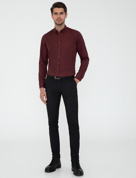 Bordo Slim Fit Uzun Kollu Gömlek - 50247983032