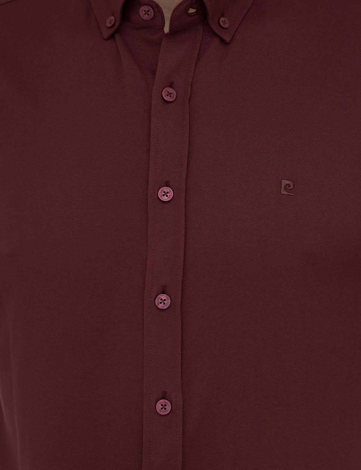 Bordo Slim Fit Uzun Kollu Gömlek - 50247983032