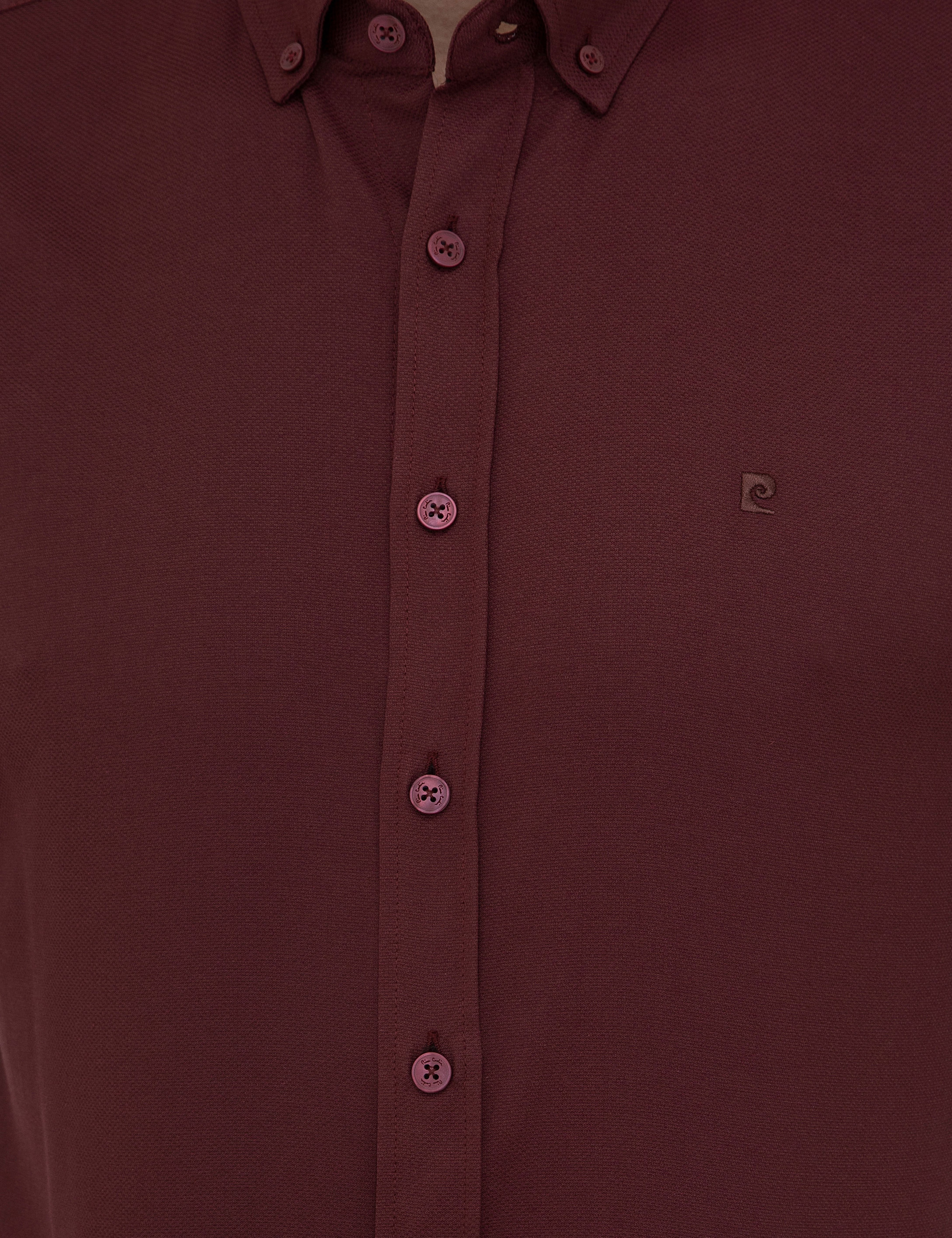 Bordo Slim Fit Uzun Kollu Gömlek