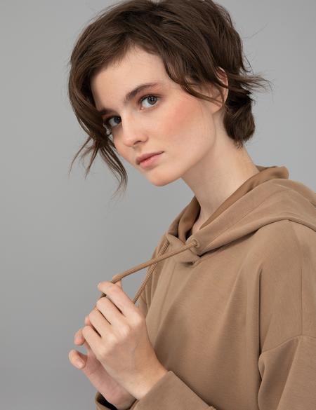 Kahverengi Kapüşonlu Sweatshirt - 50244943019