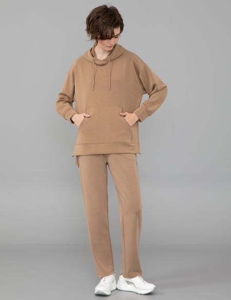 Kahverengi Kapüşonlu Sweatshirt - 50244943019