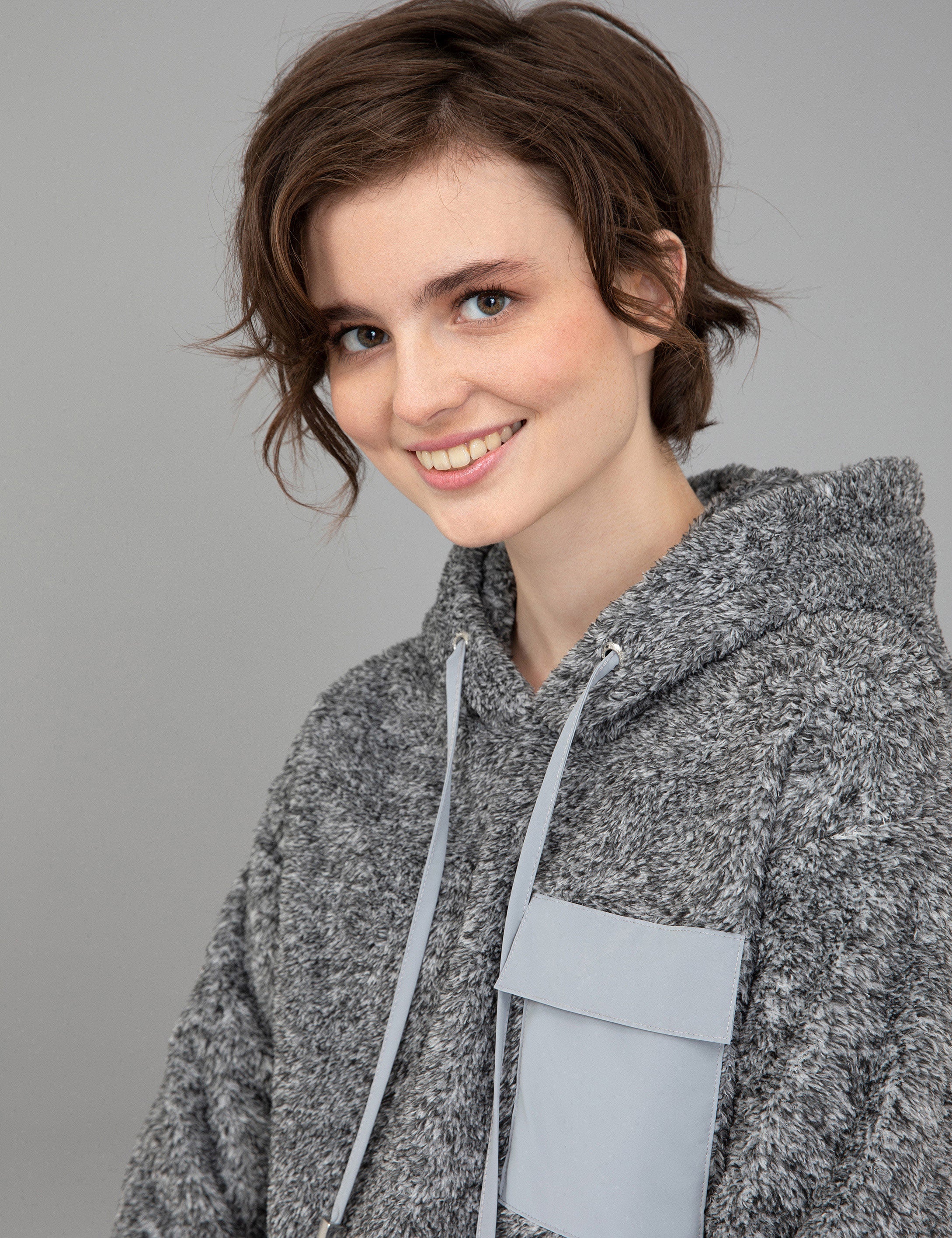 Gri Melanj Regular Fit Kapüşonlu Sweatshirt - Image 2