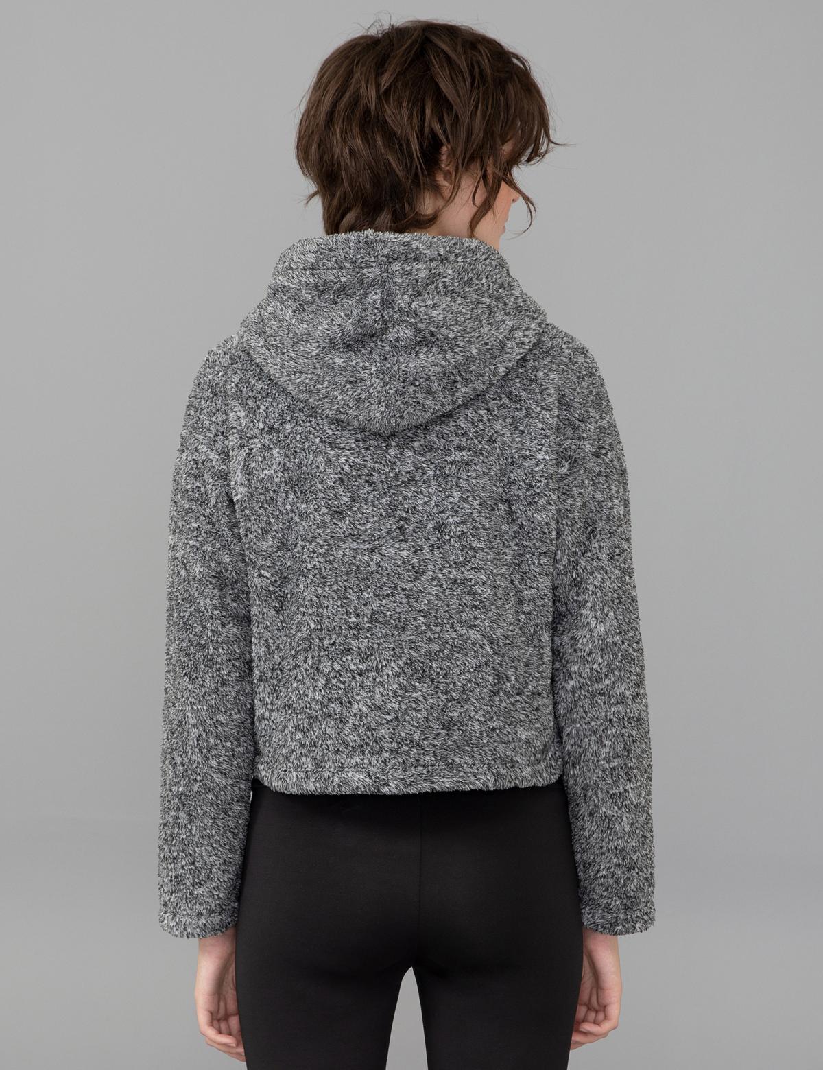 Gri Melanj Regular Fit Kapüşonlu Sweatshirt - 50244915015