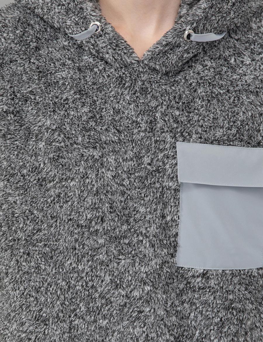 Gri Melanj Regular Fit Kapüşonlu Sweatshirt