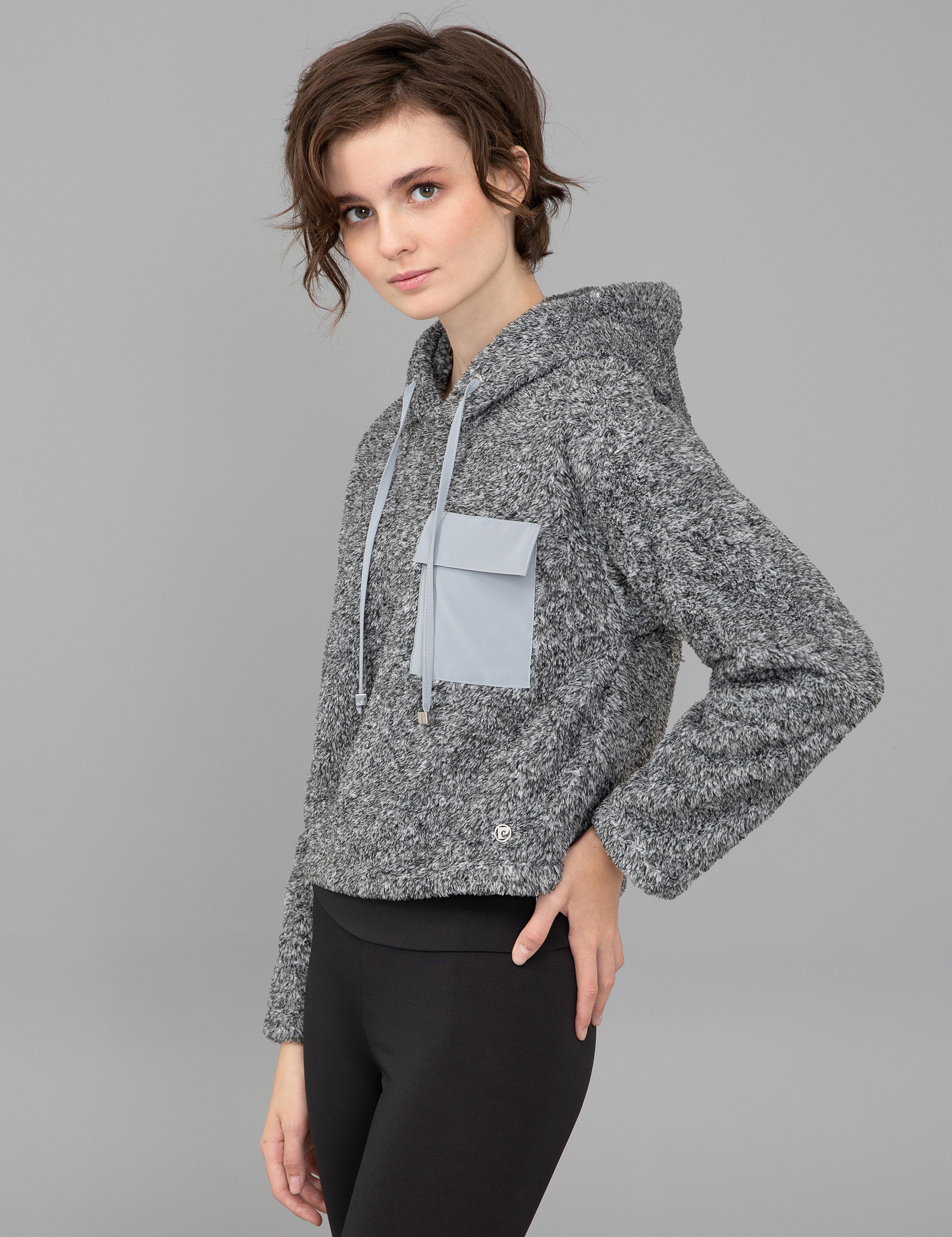 Gri Melanj Regular Fit Kapüşonlu Sweatshirt