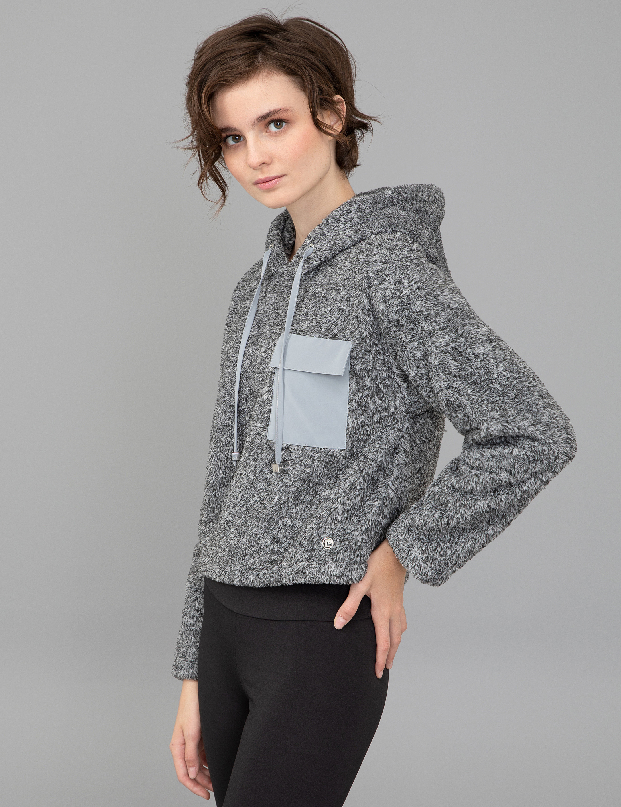 Gri Melanj Regular Fit Kapüşonlu Sweatshirt - Image 4