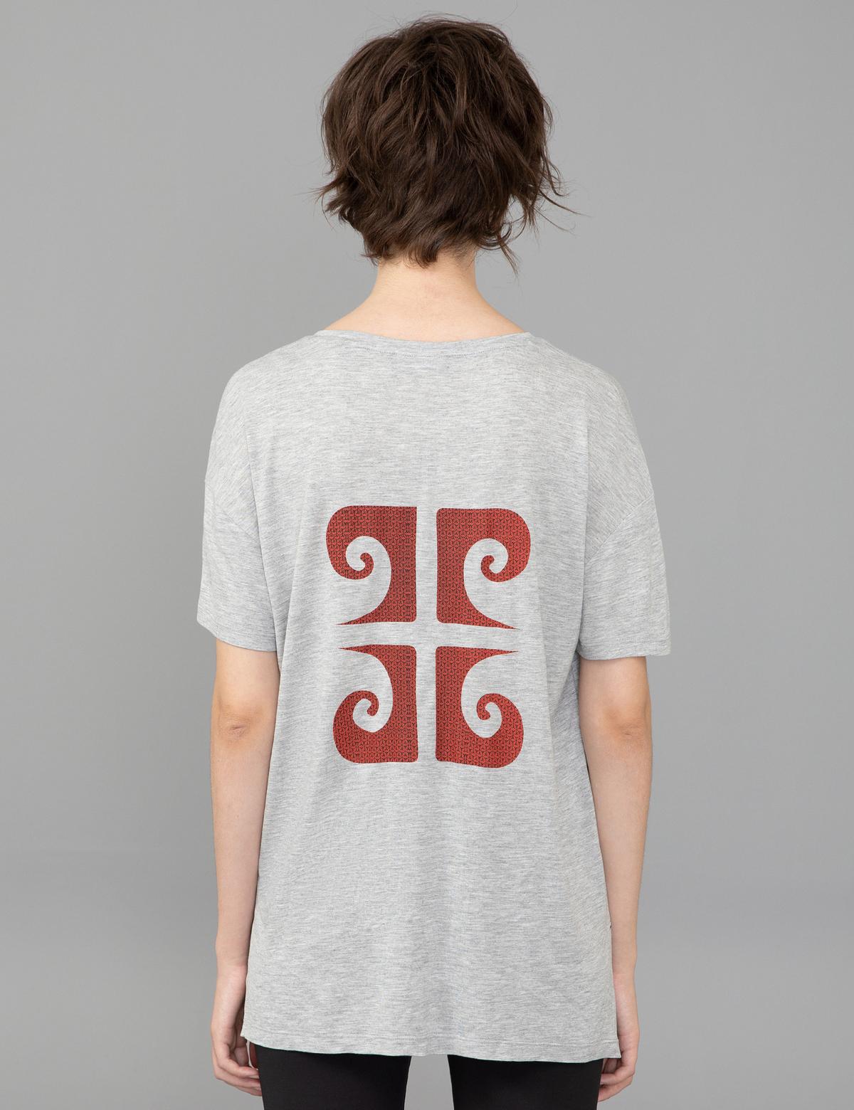 Gri Melanj Regular Fit Tişört - 50244502001