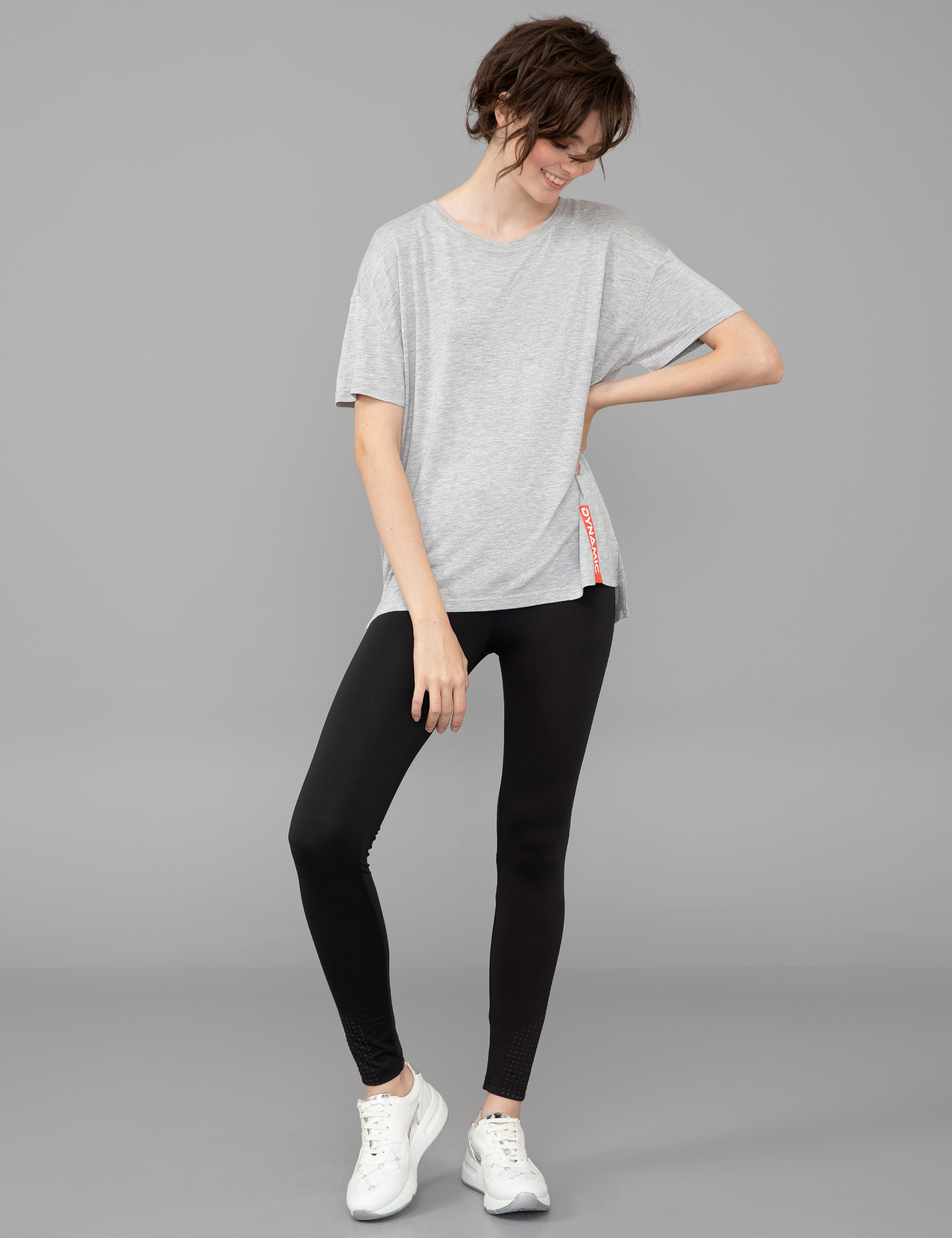 Gri Melanj Regular Fit Tişört - Image 4
