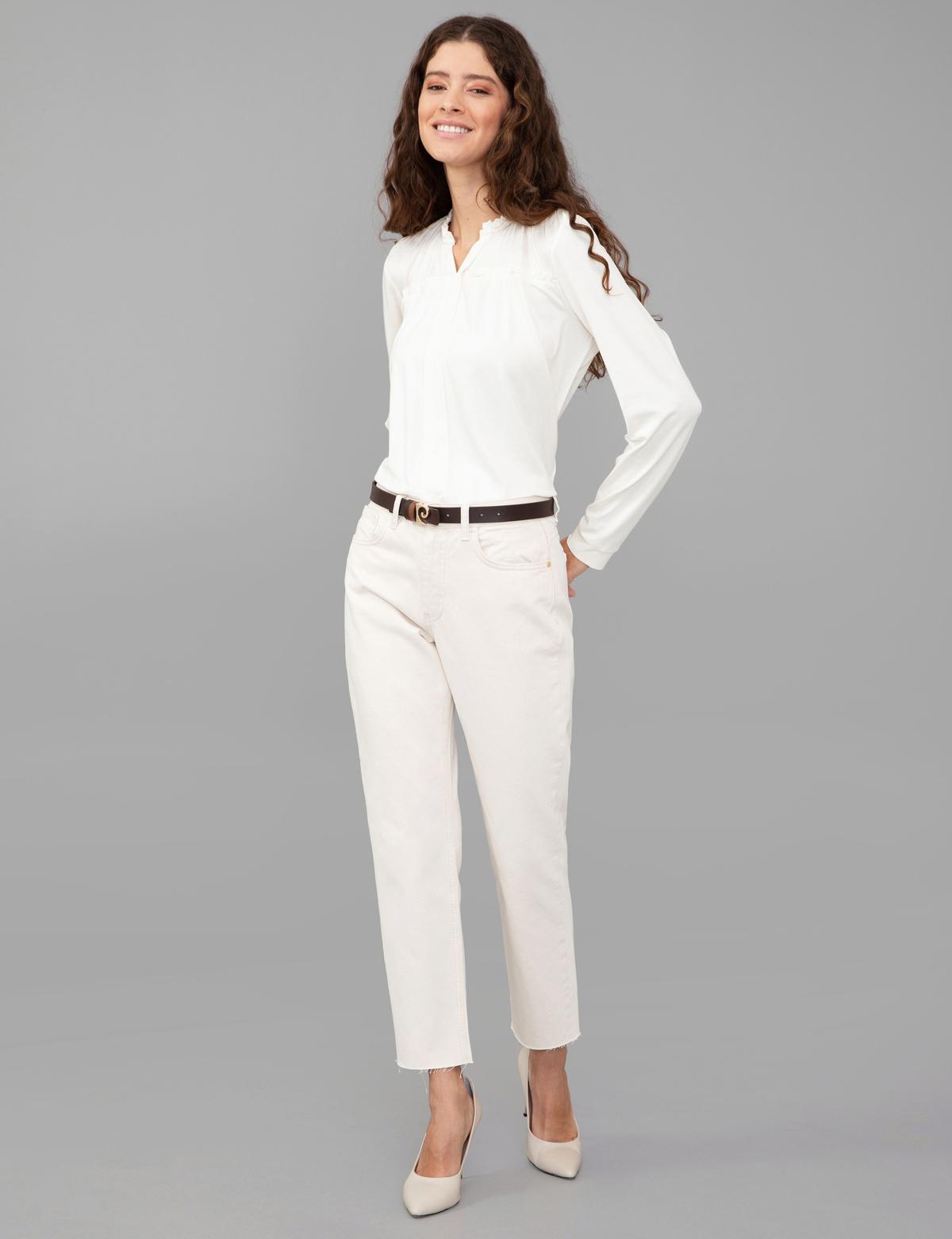 Ekru Comfort Fit Bluz - 50244932019