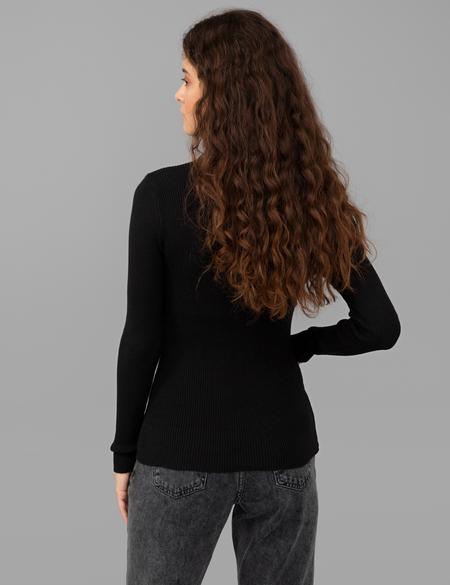 Siyah Slim Fit Basic Kazak - 50244699028