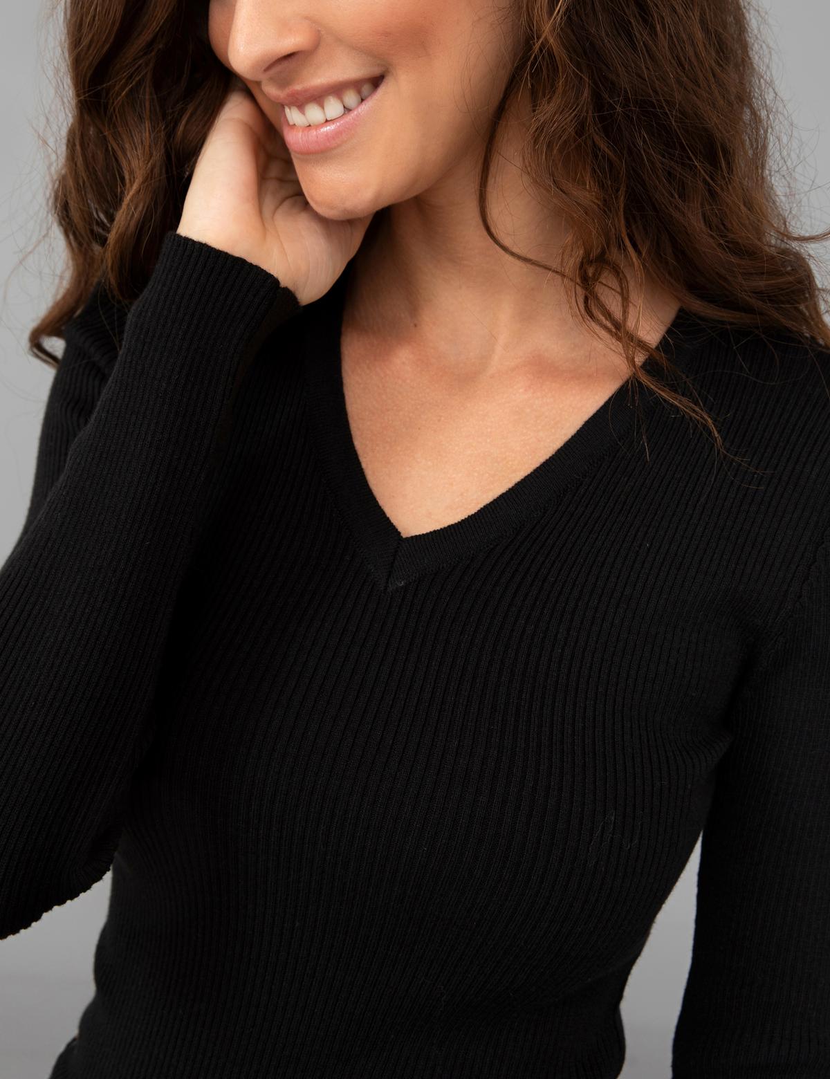 Siyah Slim Fit Basic Kazak - 50244699028