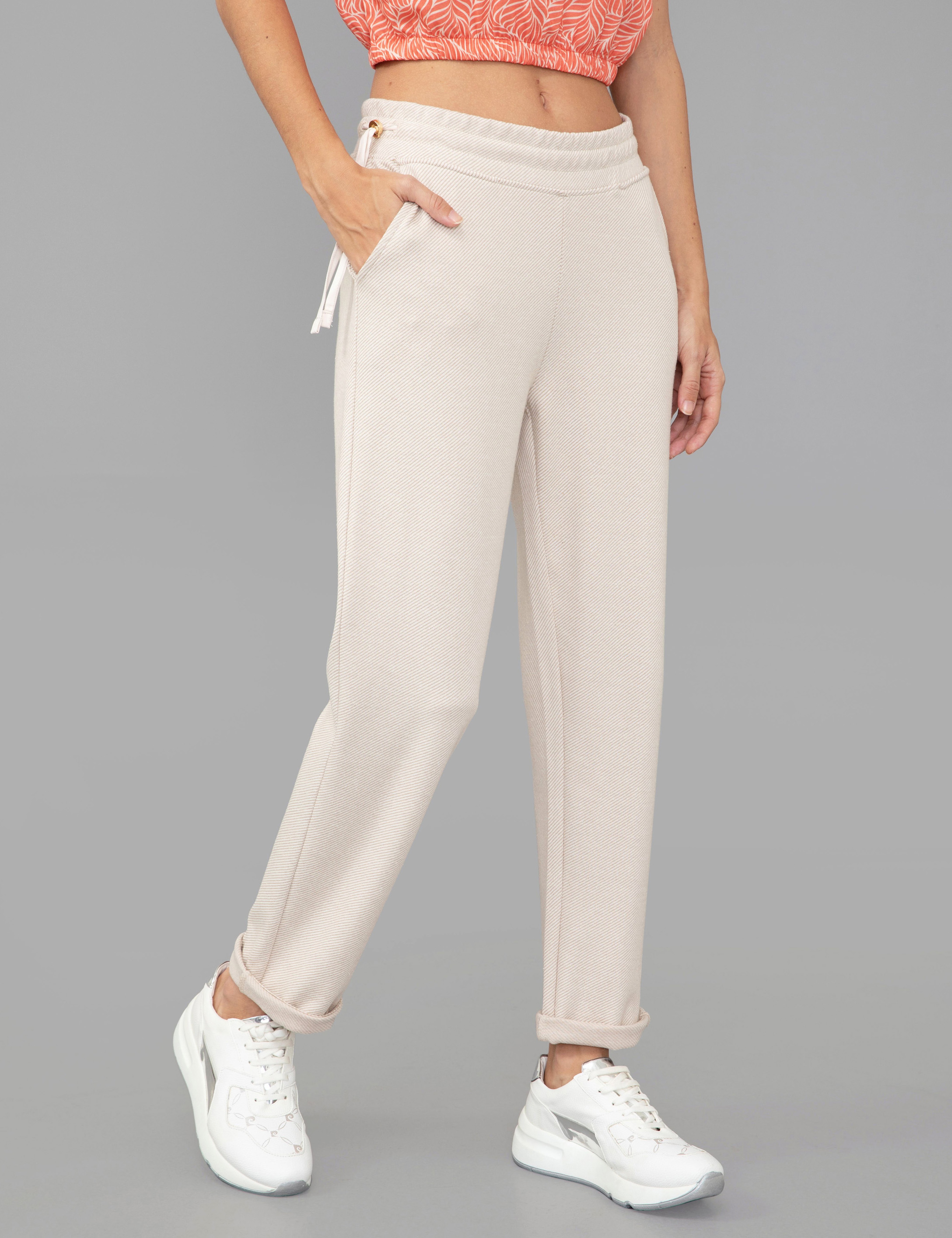 Krem Slim Fit Eşofman Altı