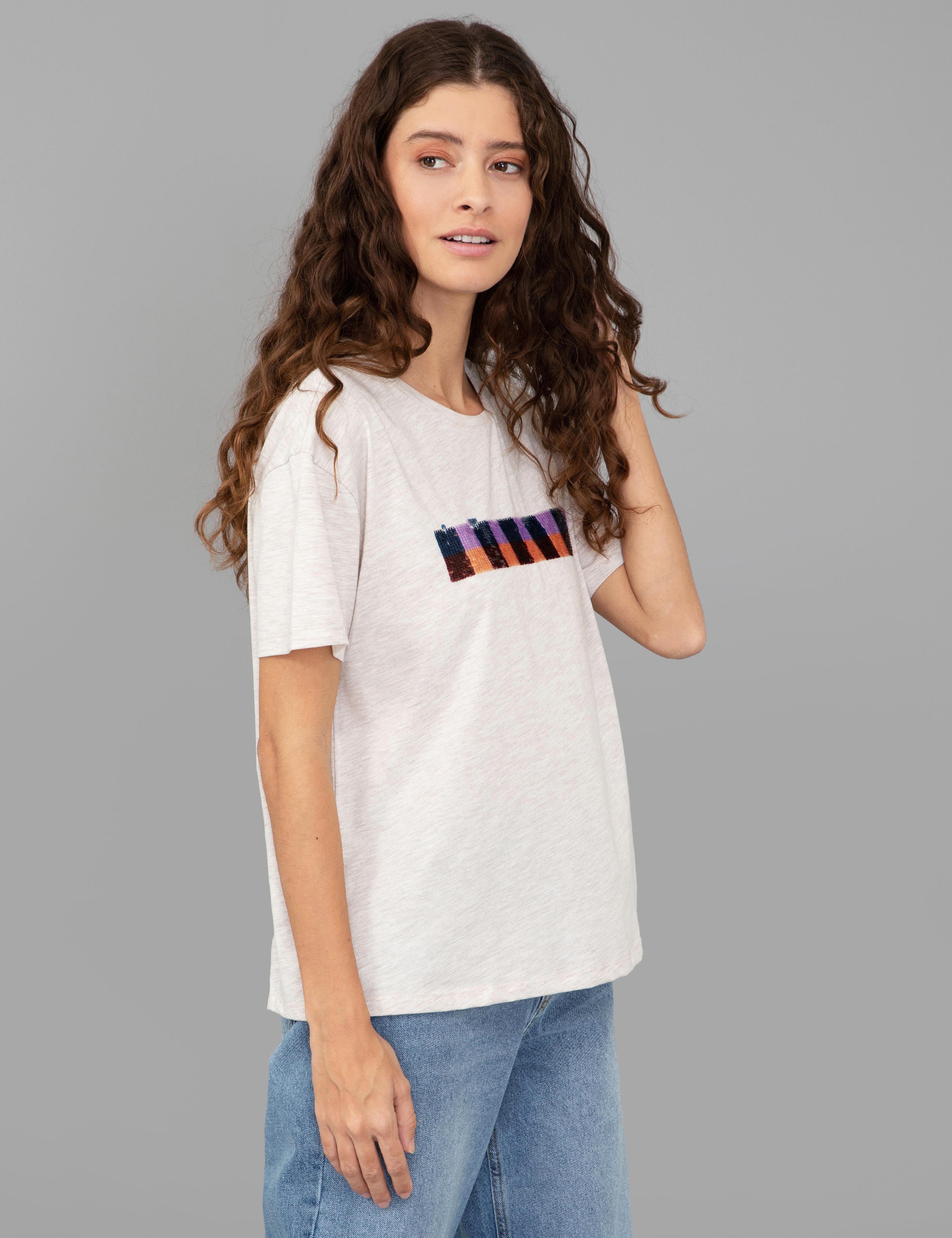 Bej Regular Fit Tişört - Image 3