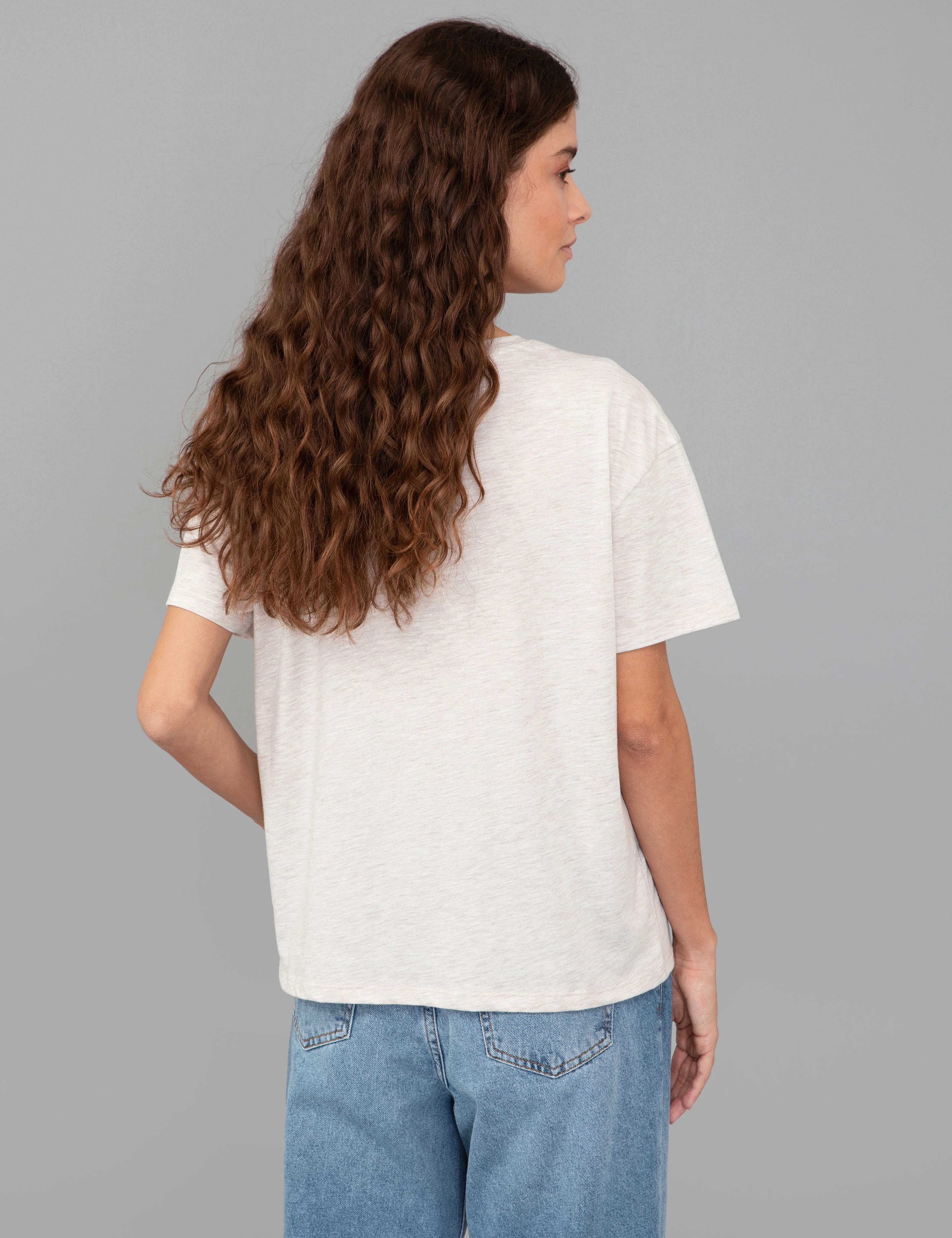 Bej Regular Fit Tişört - Image 4