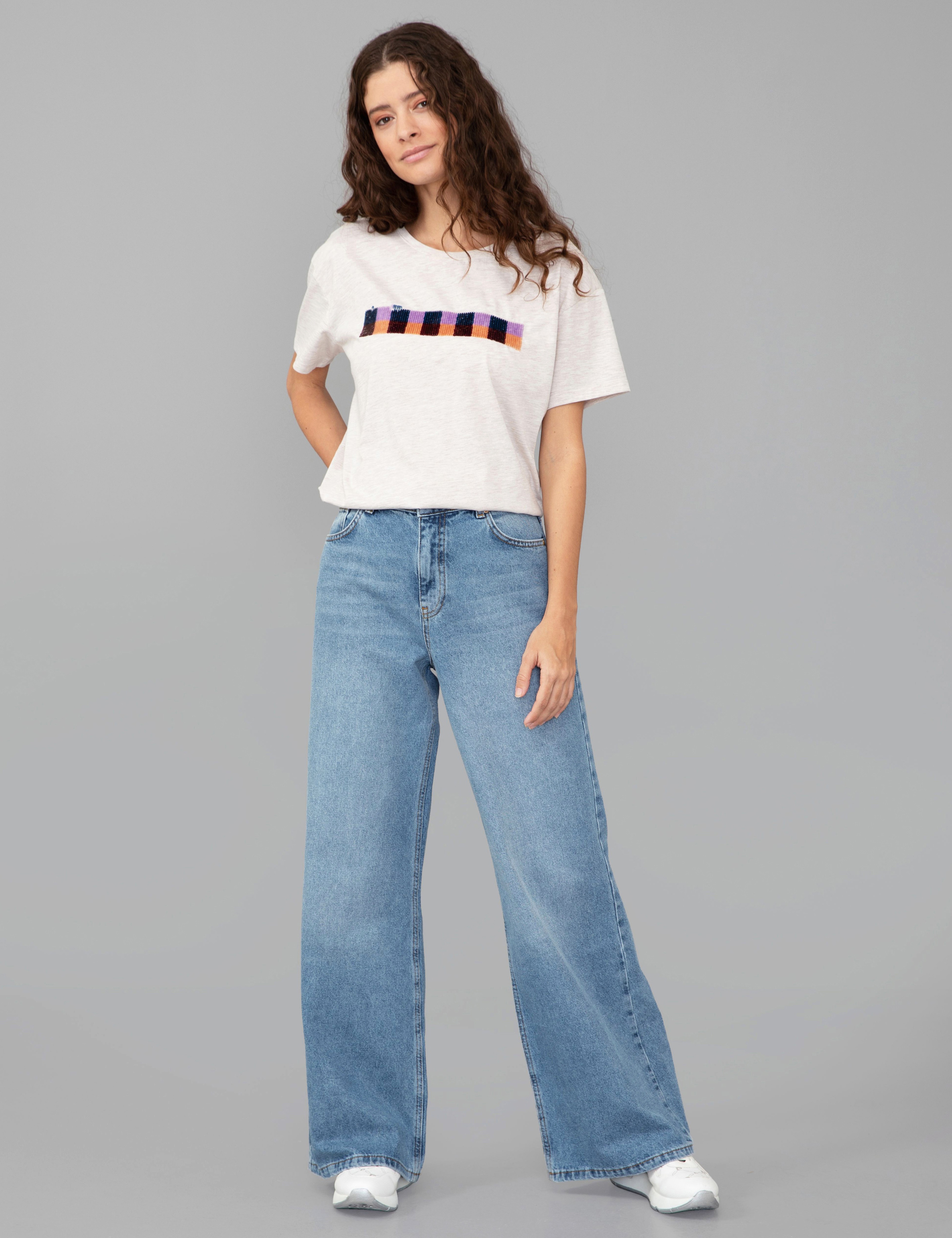 Bej Regular Fit Tişört - Image 5