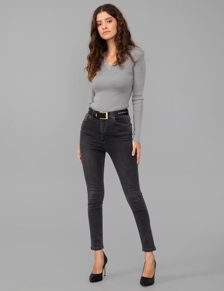 Gri Melanj Slim Fit Basic Kazak - 50244699037