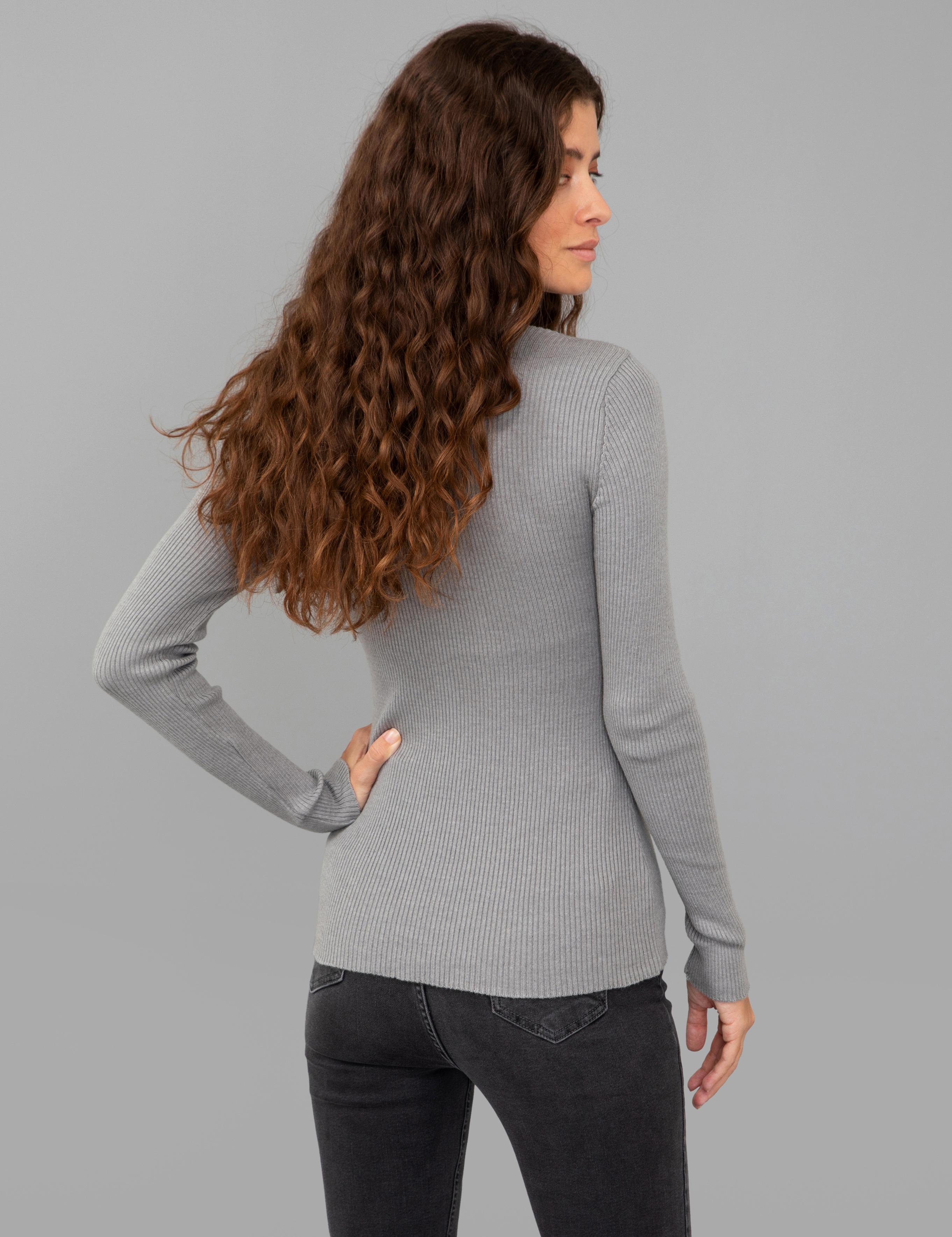 Gri Melanj Slim Fit Basic Kazak