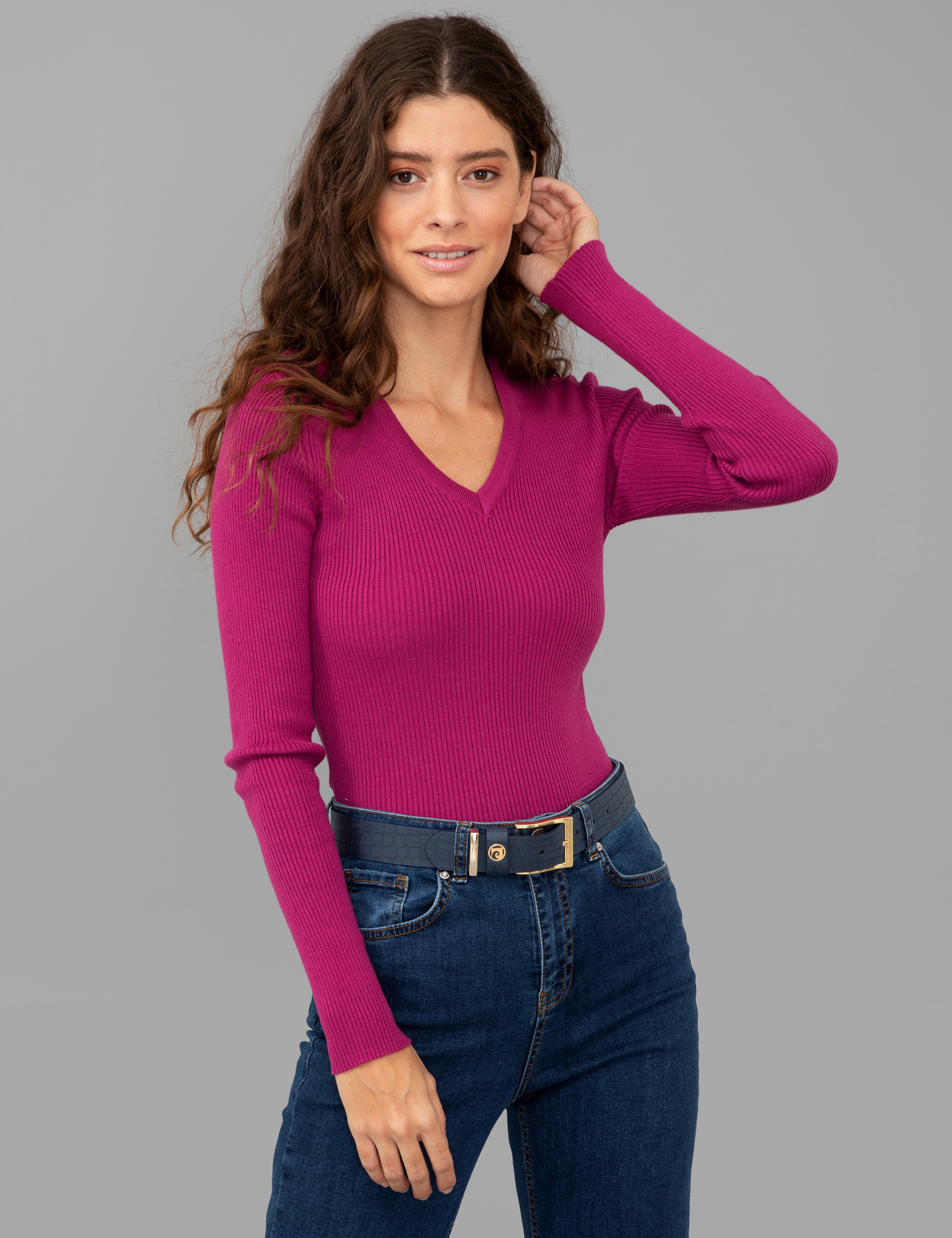 Menekşe Slim Fit Basic Kazak