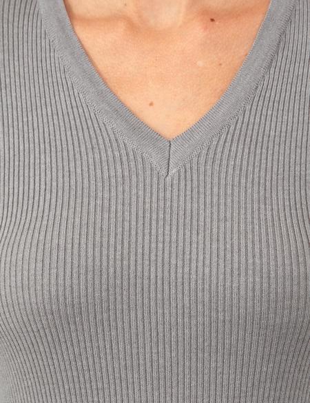 Gri Melanj Slim Fit Basic Kazak - 50244699037