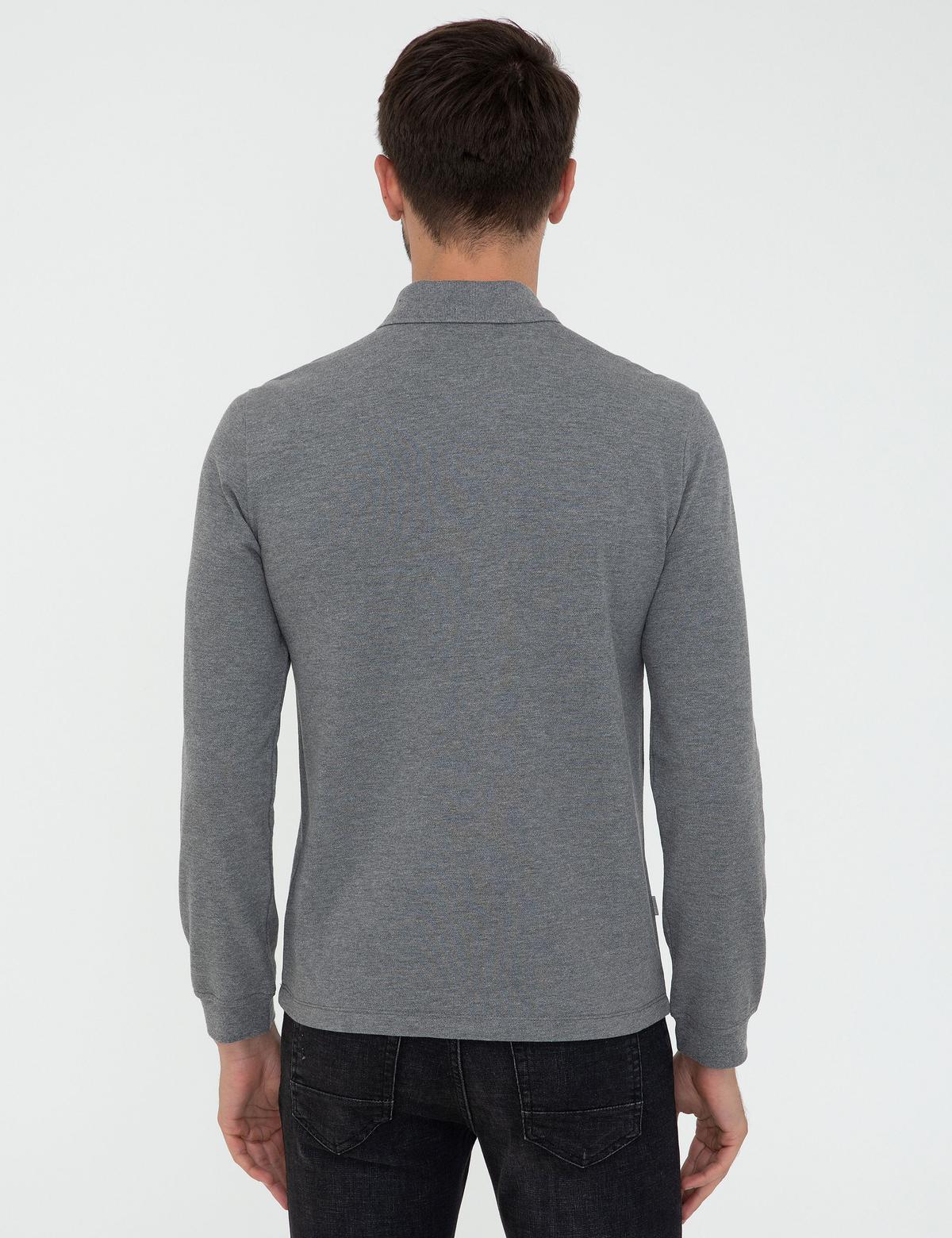 Gri Melanj Slim Fit Polo Yaka Sweatshirt - 50247253039