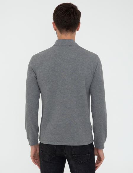 Gri Melanj Slim Fit Polo Yaka Sweatshirt - 50247253039