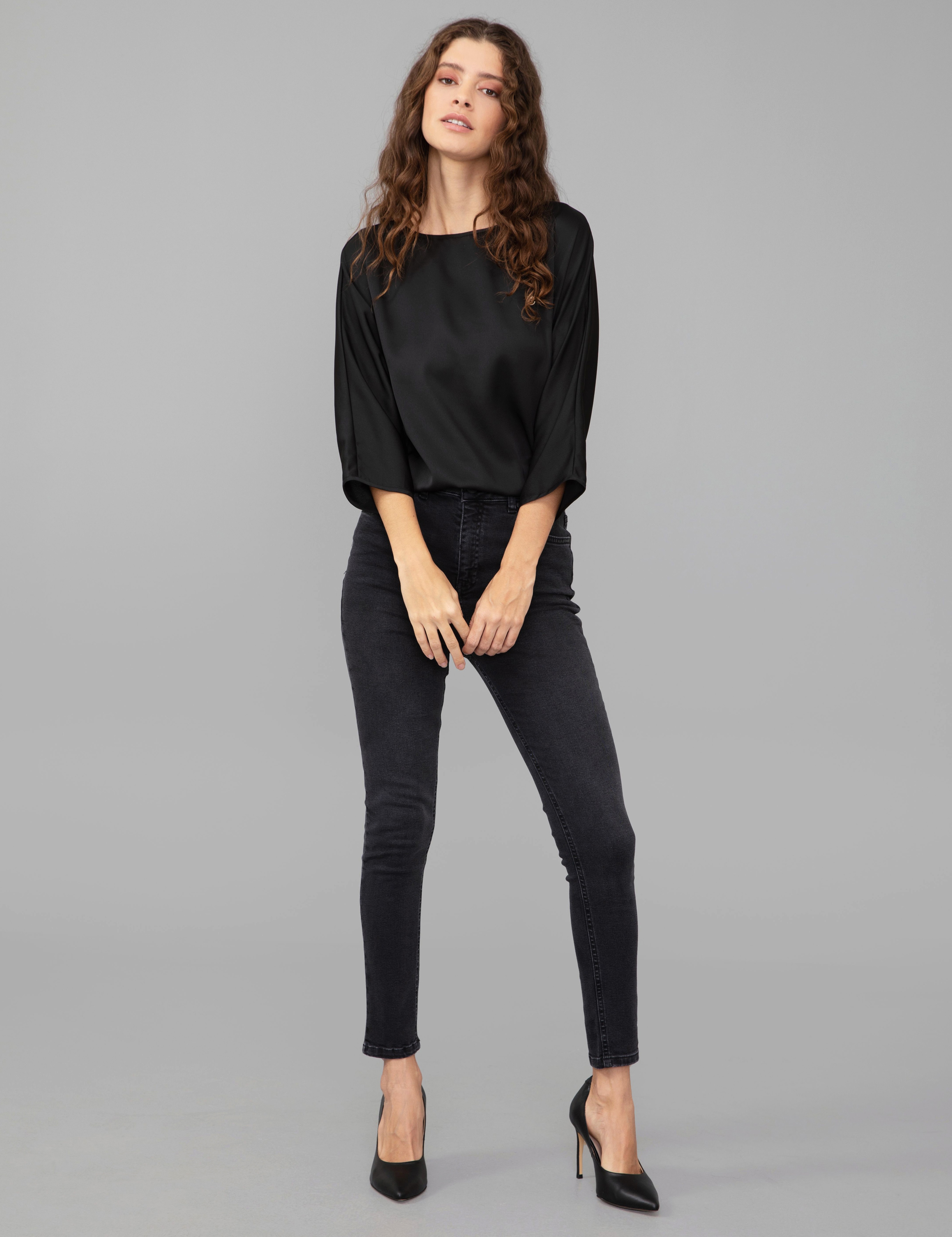 Siyah Skinny Fit Jean Pantolon - Image 4