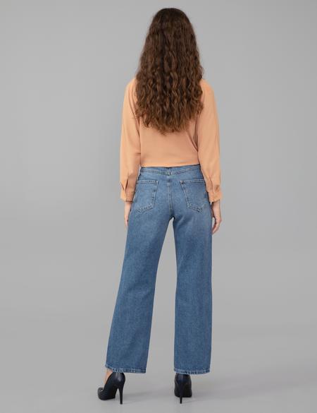 Açık Mavi Flare Cropped Jean Pantolon - 50248491002
