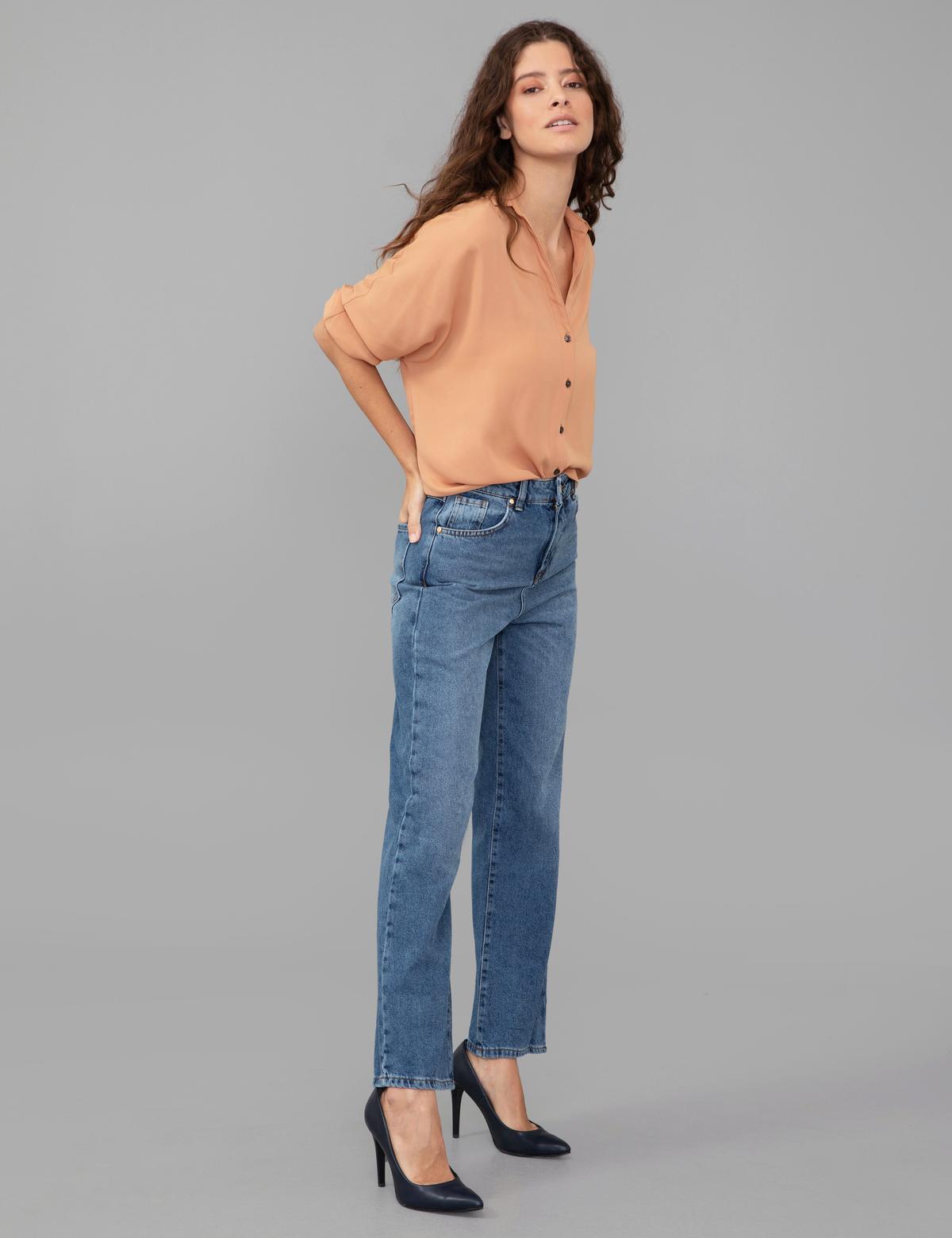 Açık Mavi Flare Cropped Jean Pantolon - 50248491002
