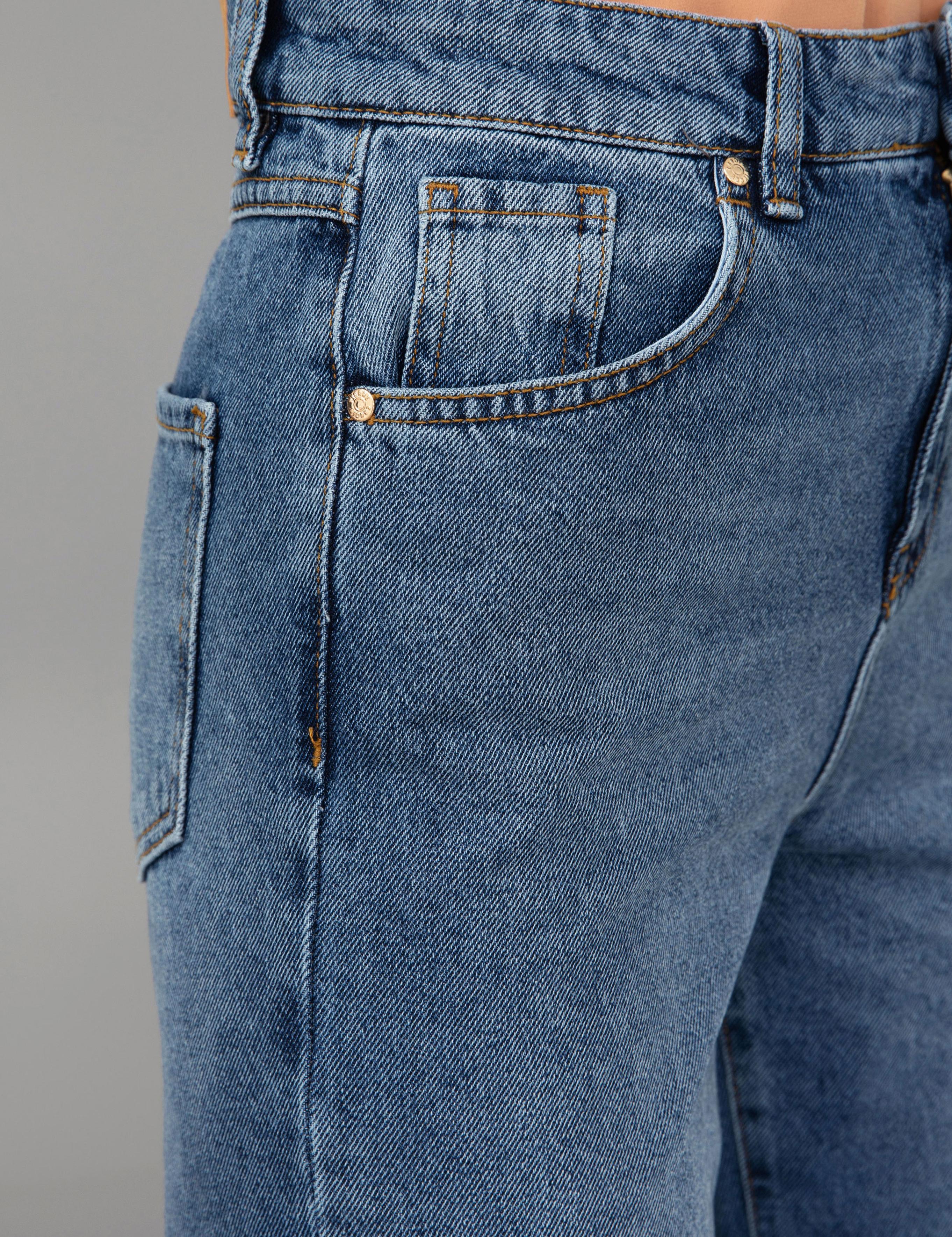 Açık Mavi Flare Cropped Jean Pantolon