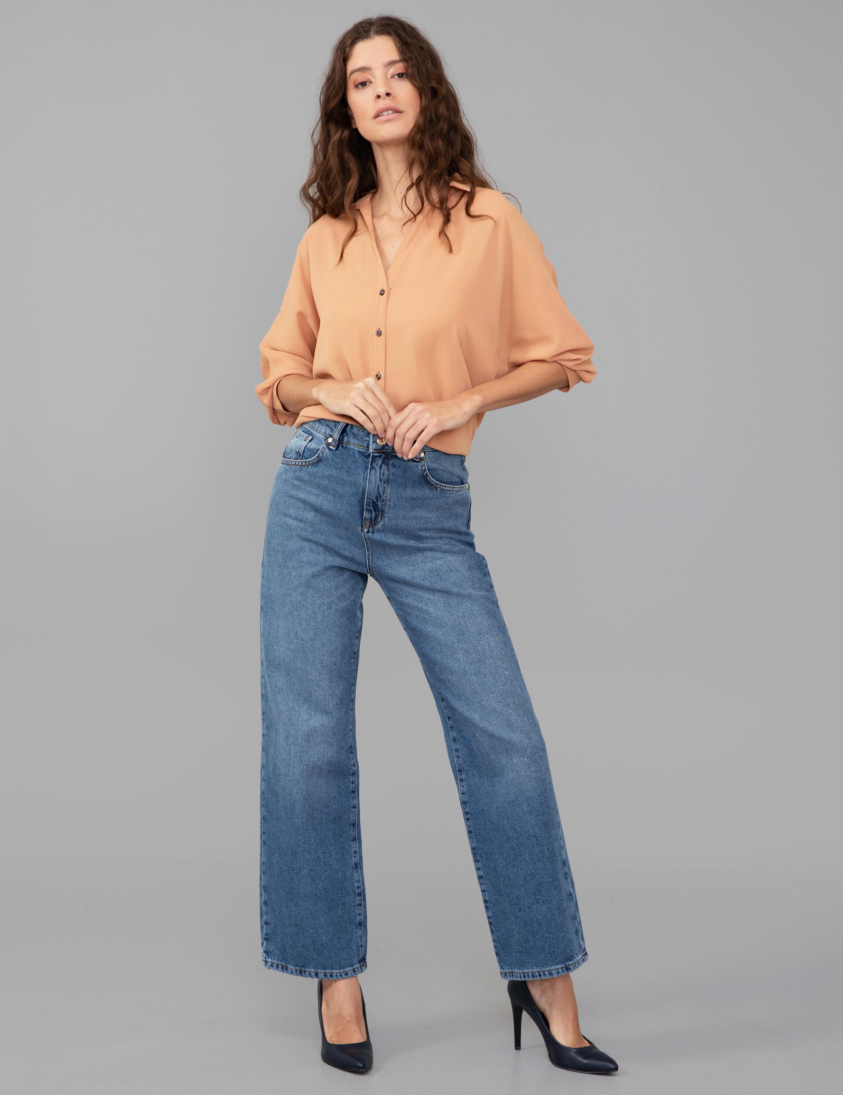 Açık Mavi Flare Cropped Jean Pantolon