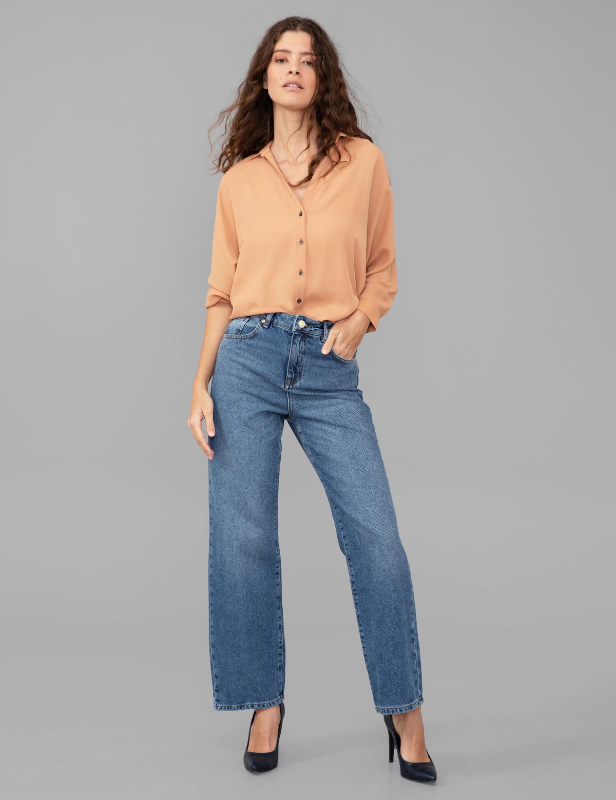 Açık Mavi Flare Cropped Jean Pantolon