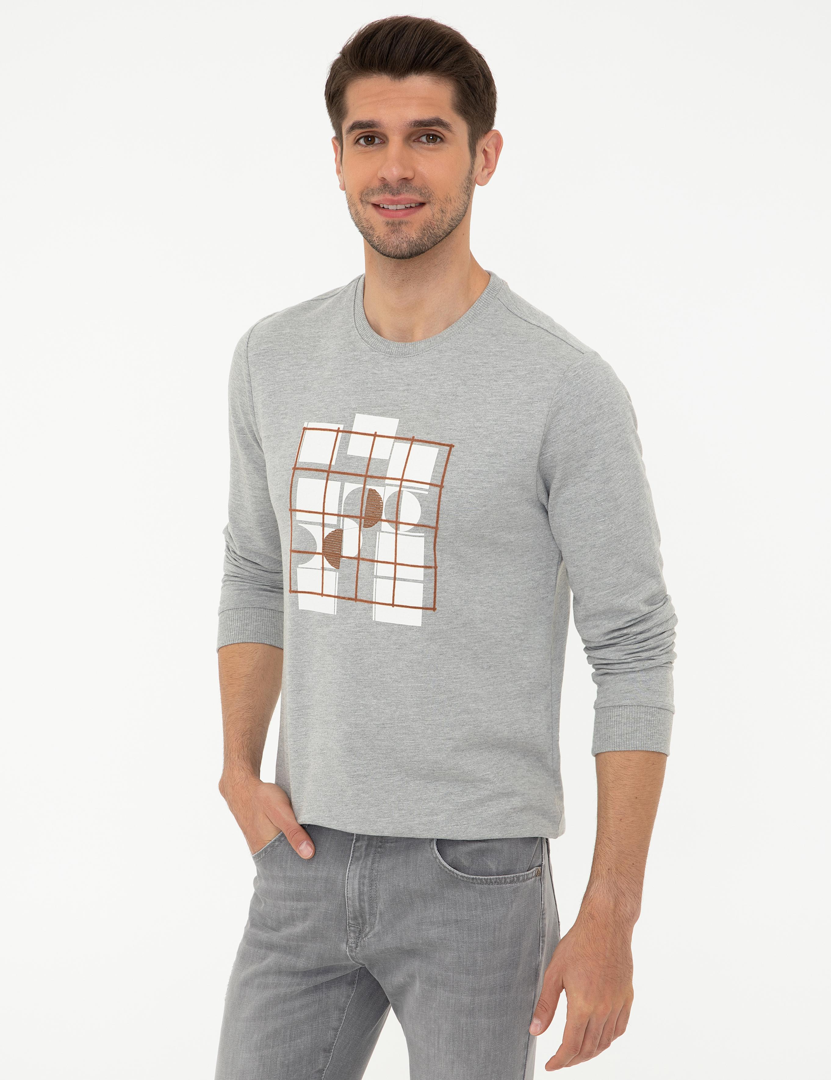 Açık Gri Melanj Sweatshirt