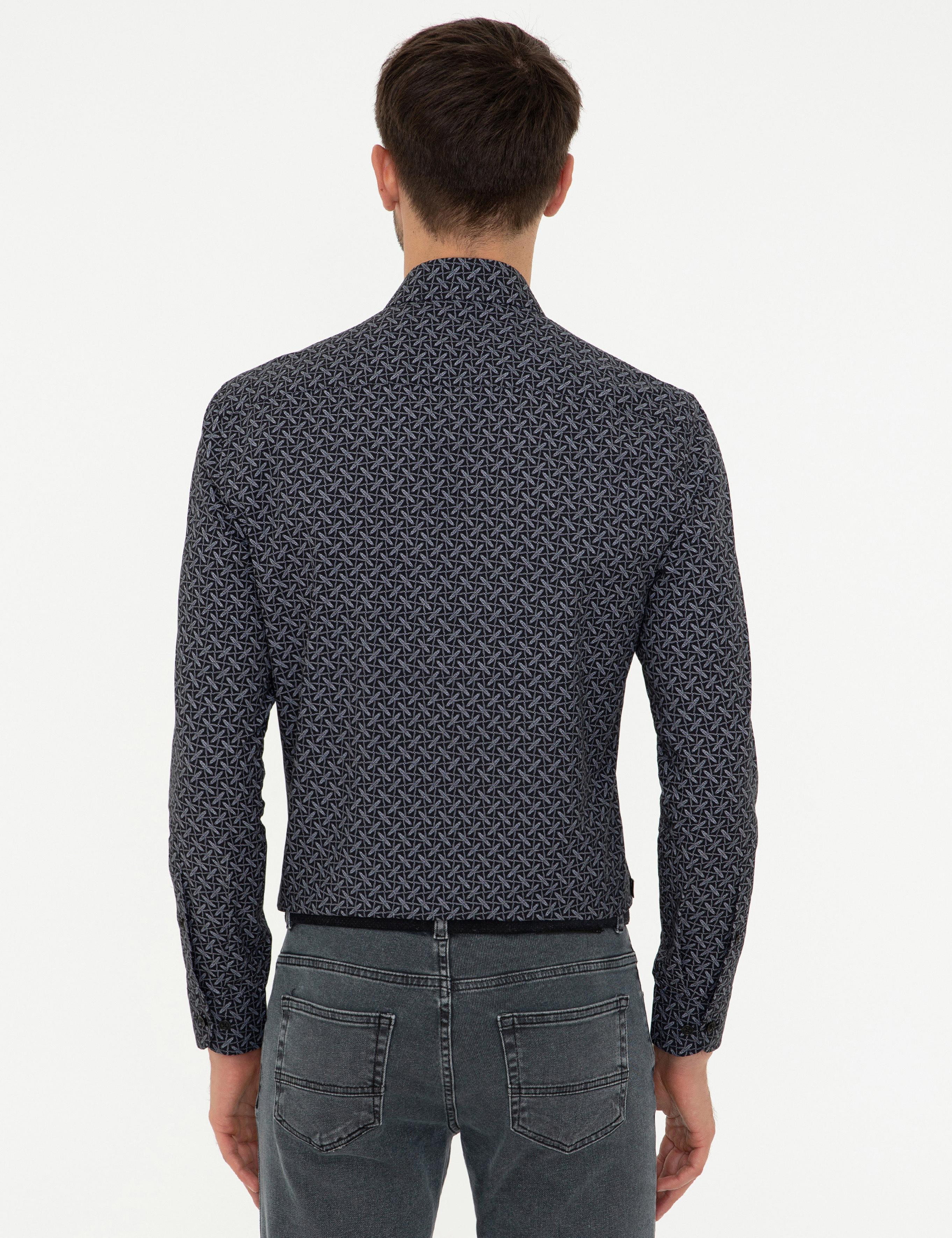 Siyah Slim Fit Uzun Kollu Gömlek