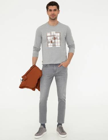 Gri Slim Fit Jean Pantolon
