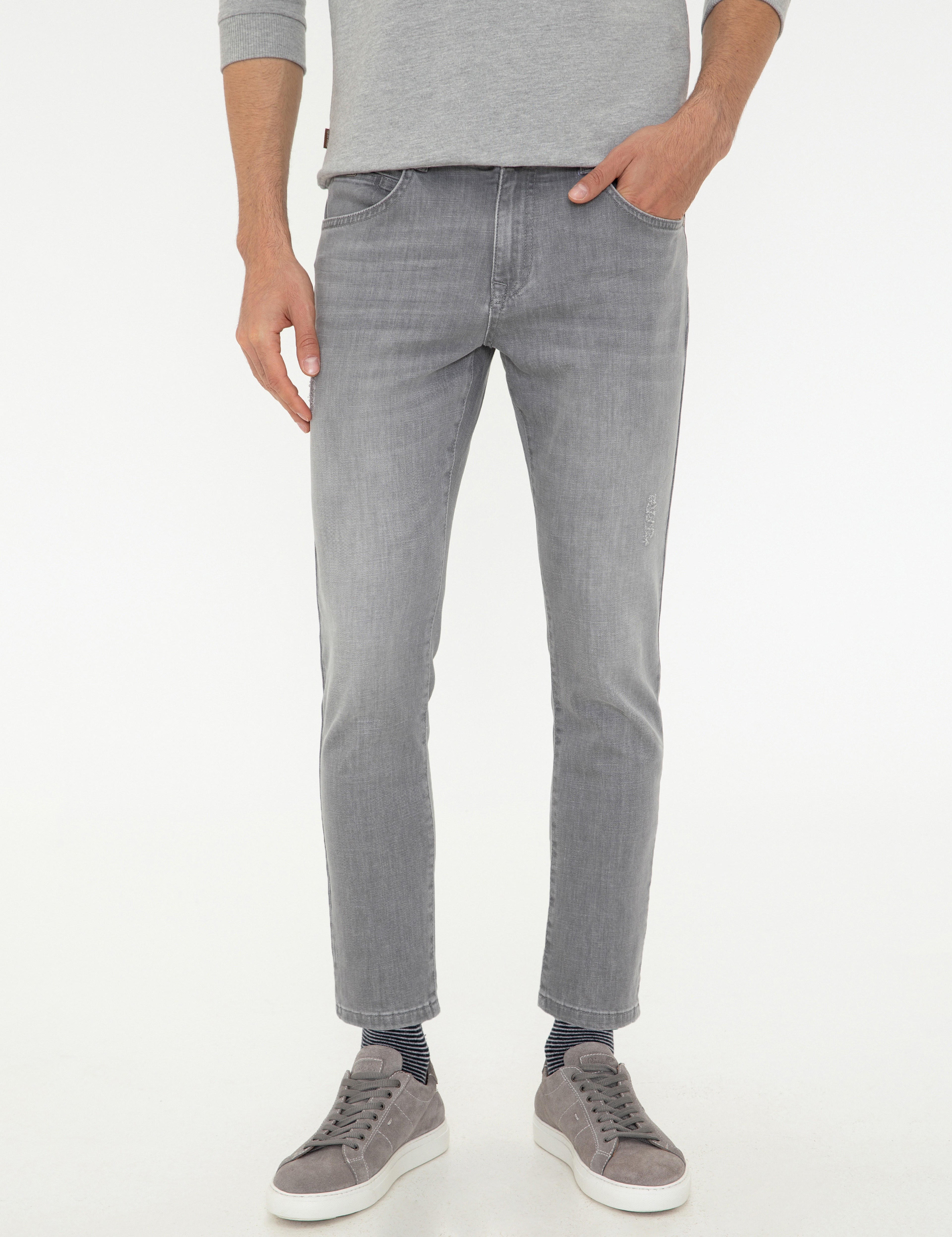 Gri Slim Fit Jean Pantolon - Image 2