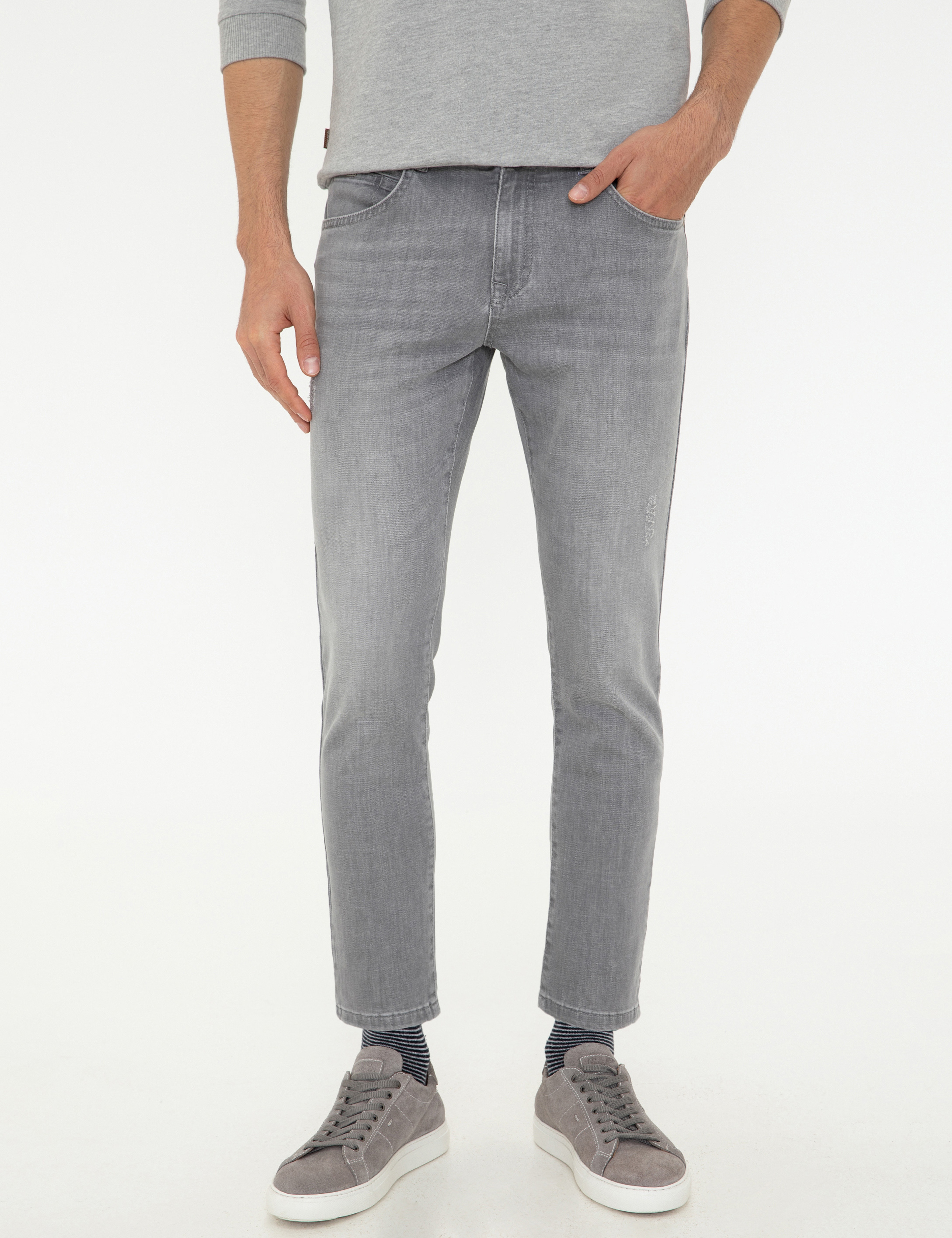 Gri Slim Fit Jean Pantolon