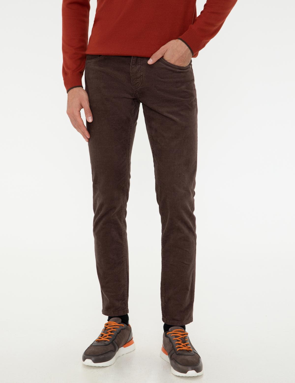 Açık Kahverengi Slim Fit Kadife Kanvas Pantolon - 50245789035