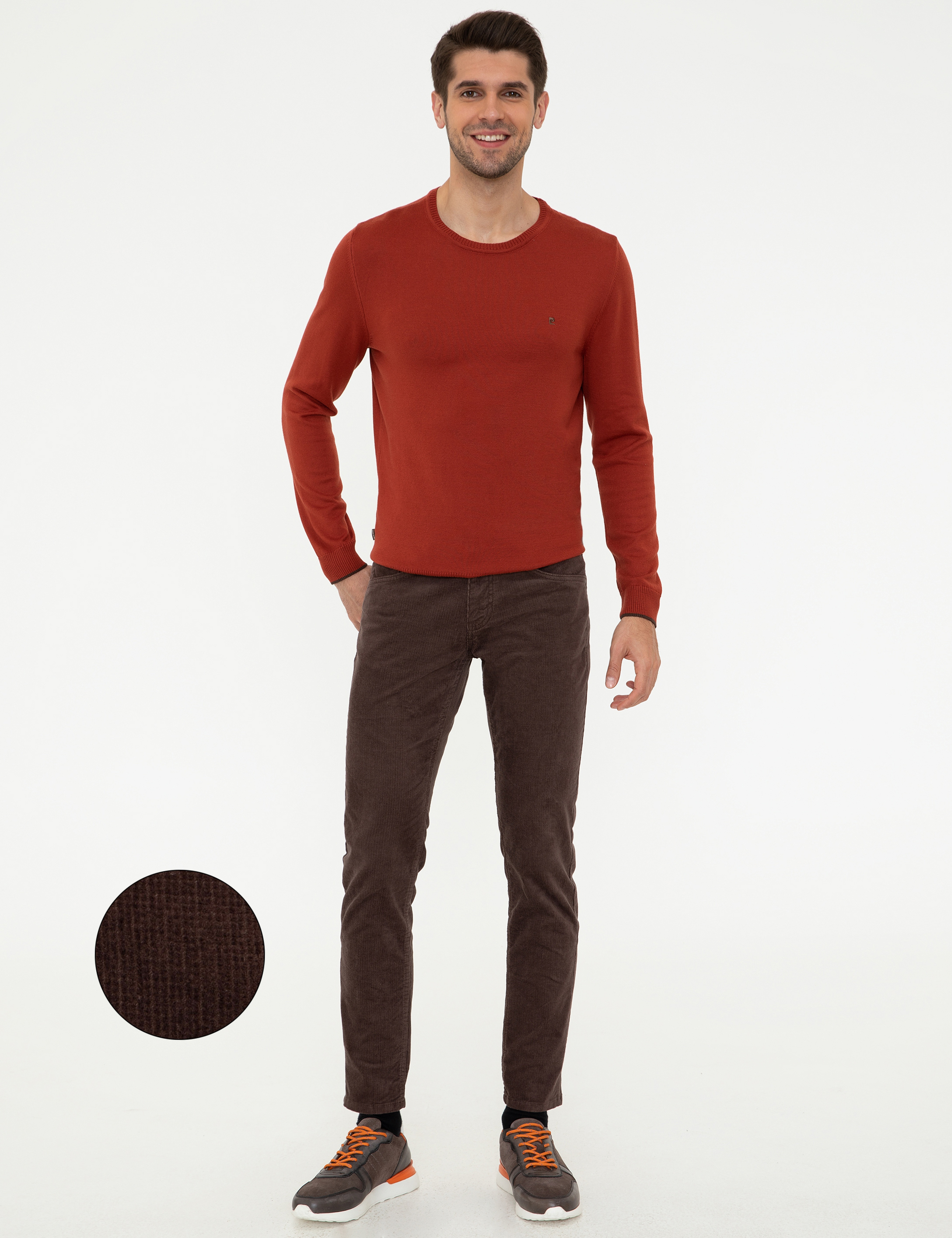 Açık Kahverengi Slim Fit Kadife Kanvas Pantolon - Image 1