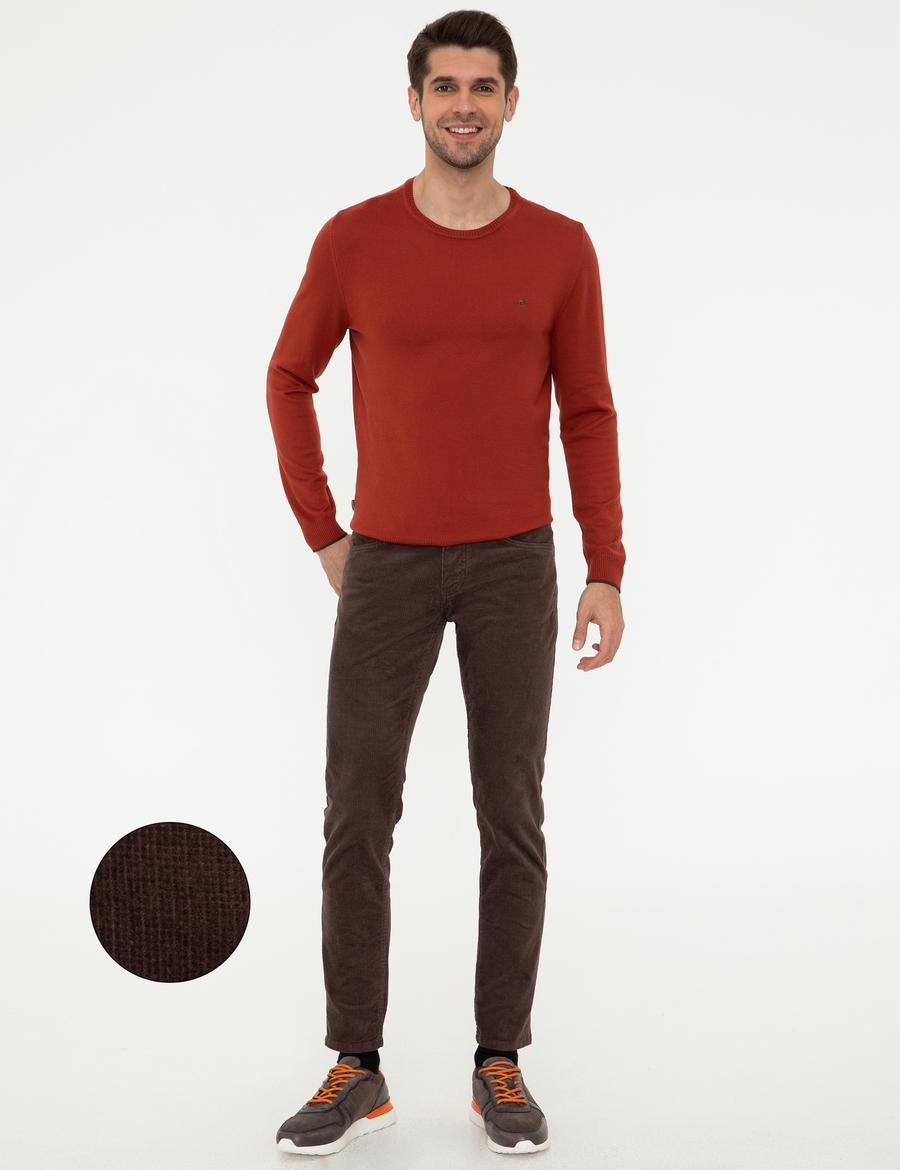 Açık Kahverengi Slim Fit Kadife Kanvas Pantolon